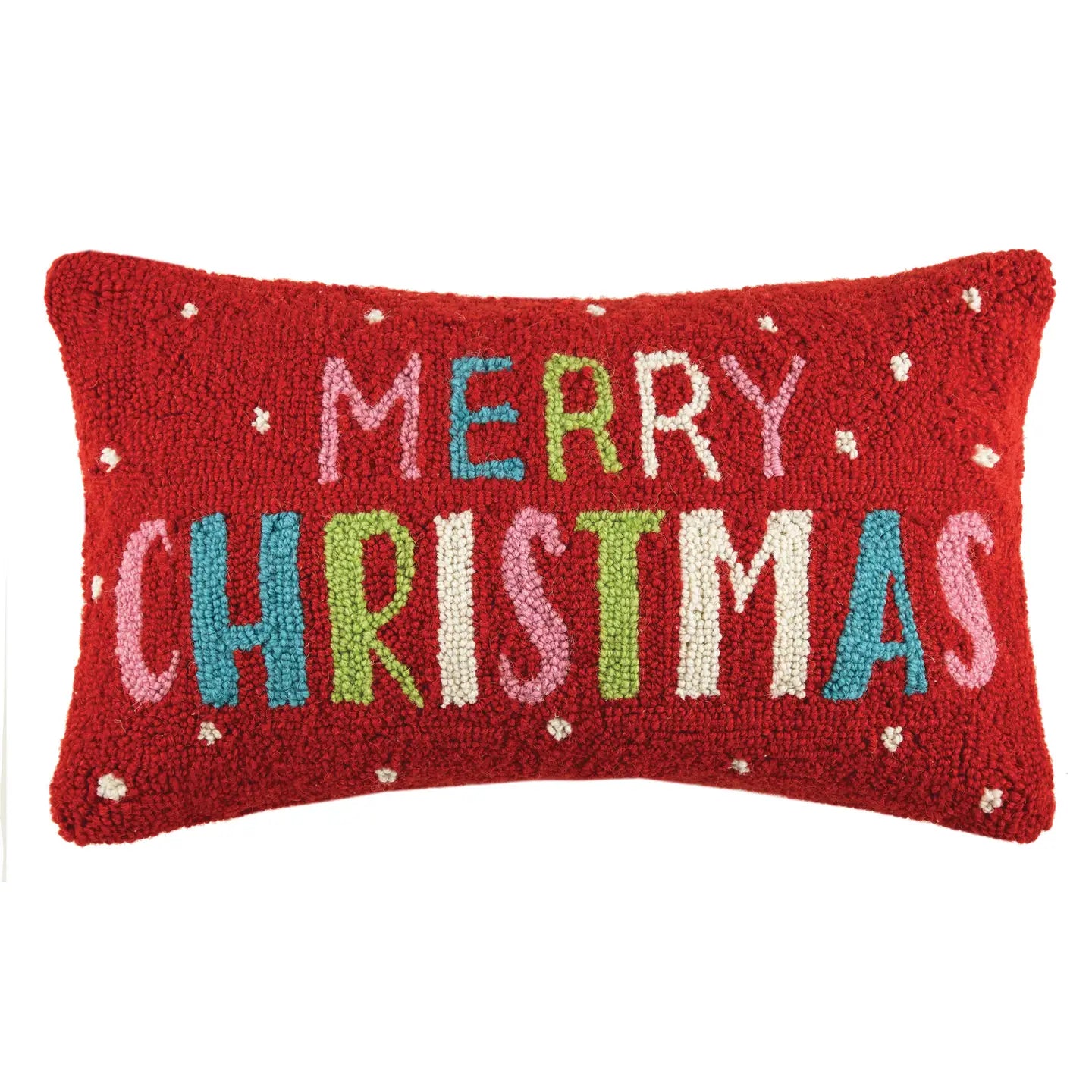 MULTI MERRY CHRISTMAS HOOK PILLOW-RED