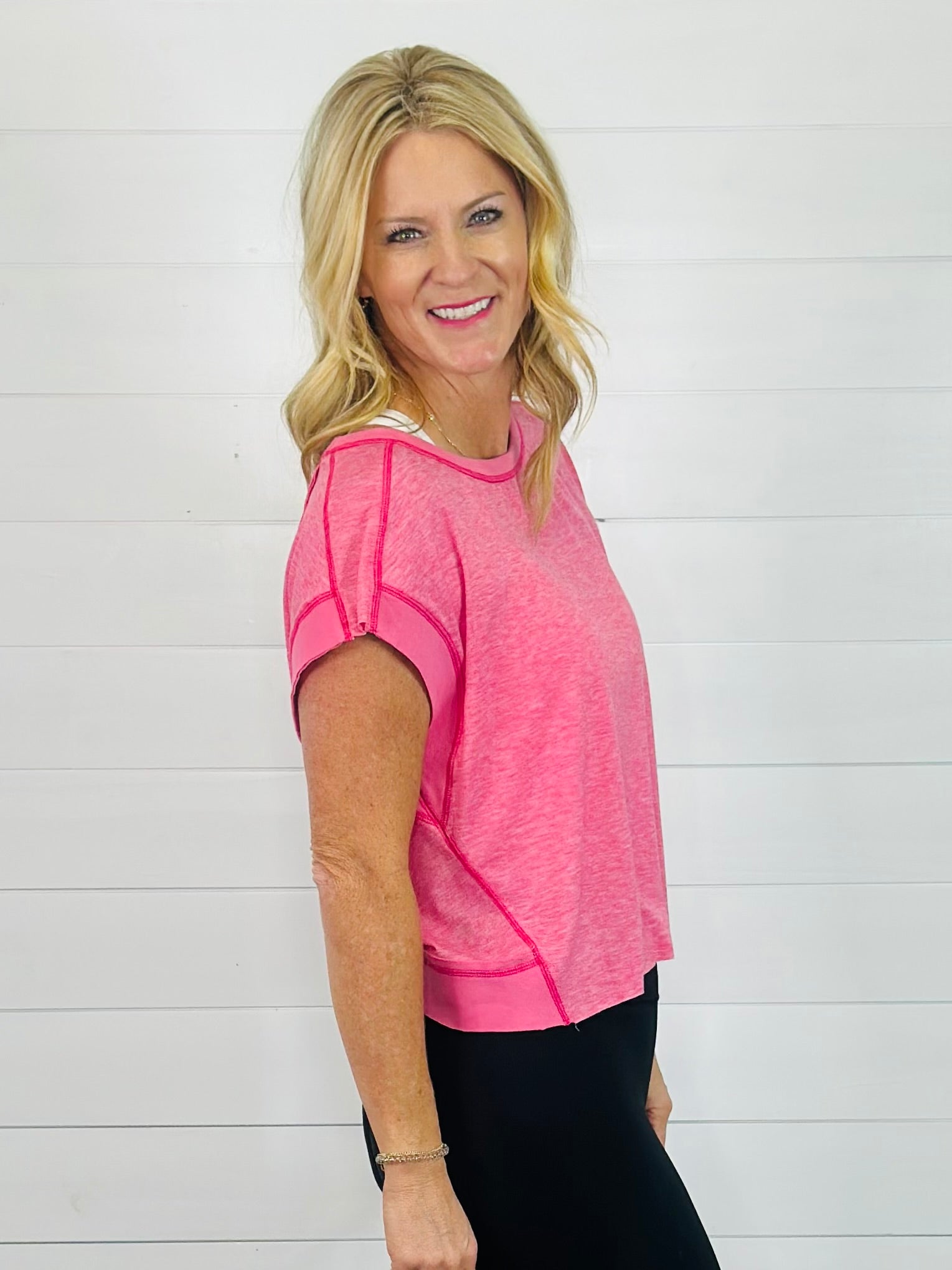 WEEKDAY TOP-HEATHER PINK