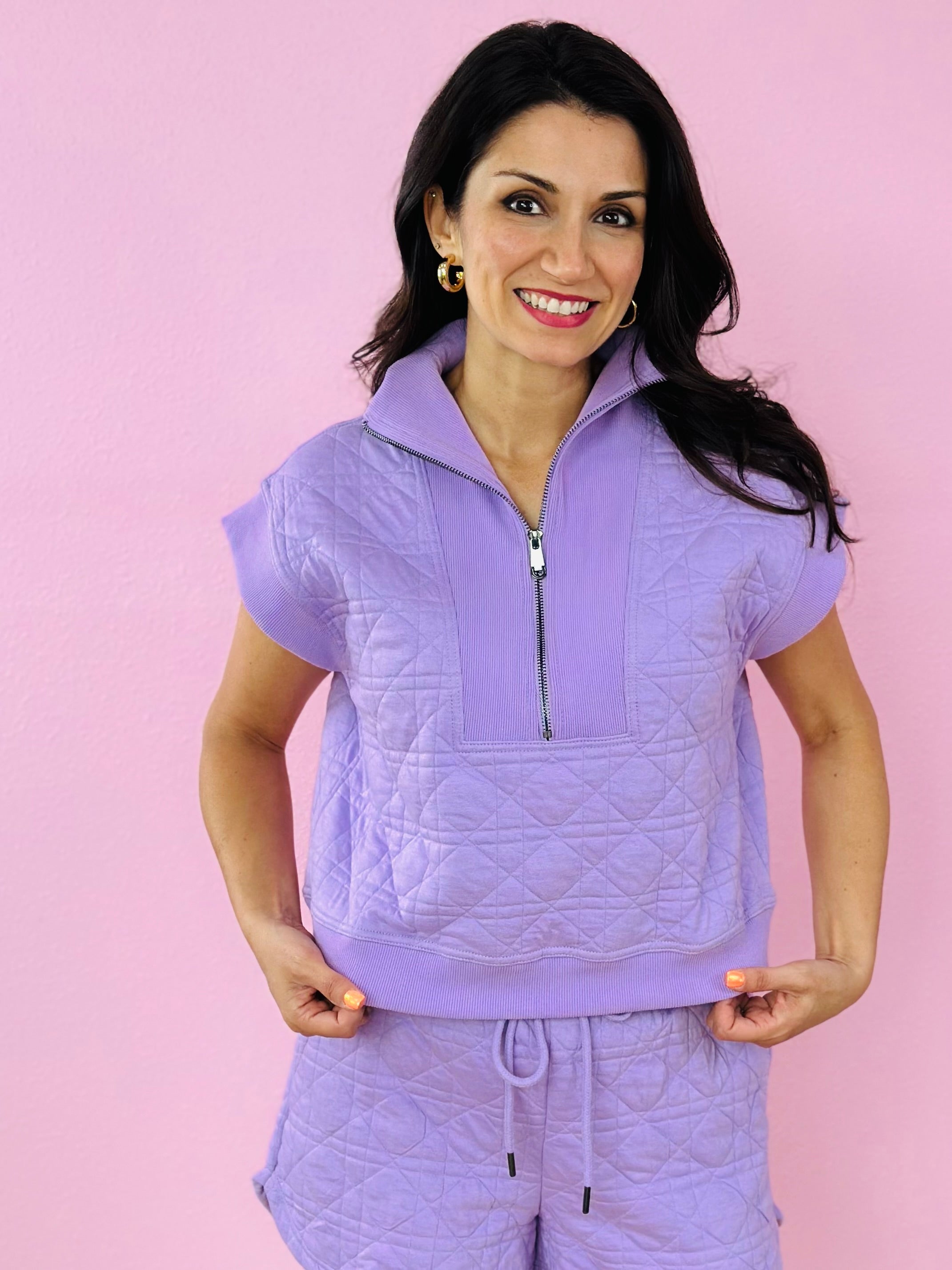 EMMA QUILTED TOP-LAVENDER