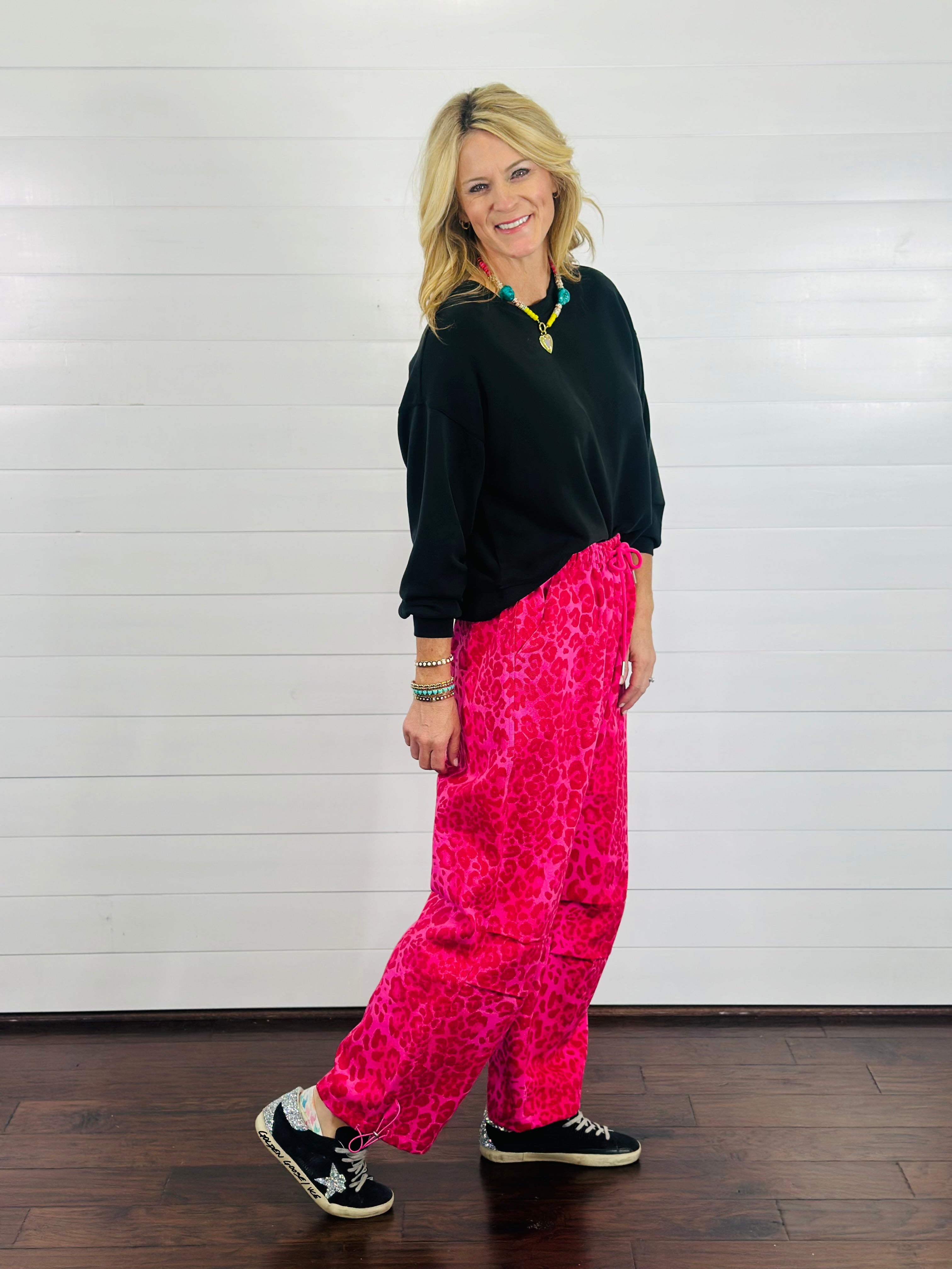 HOT PINK LEOPARD JOGGERS