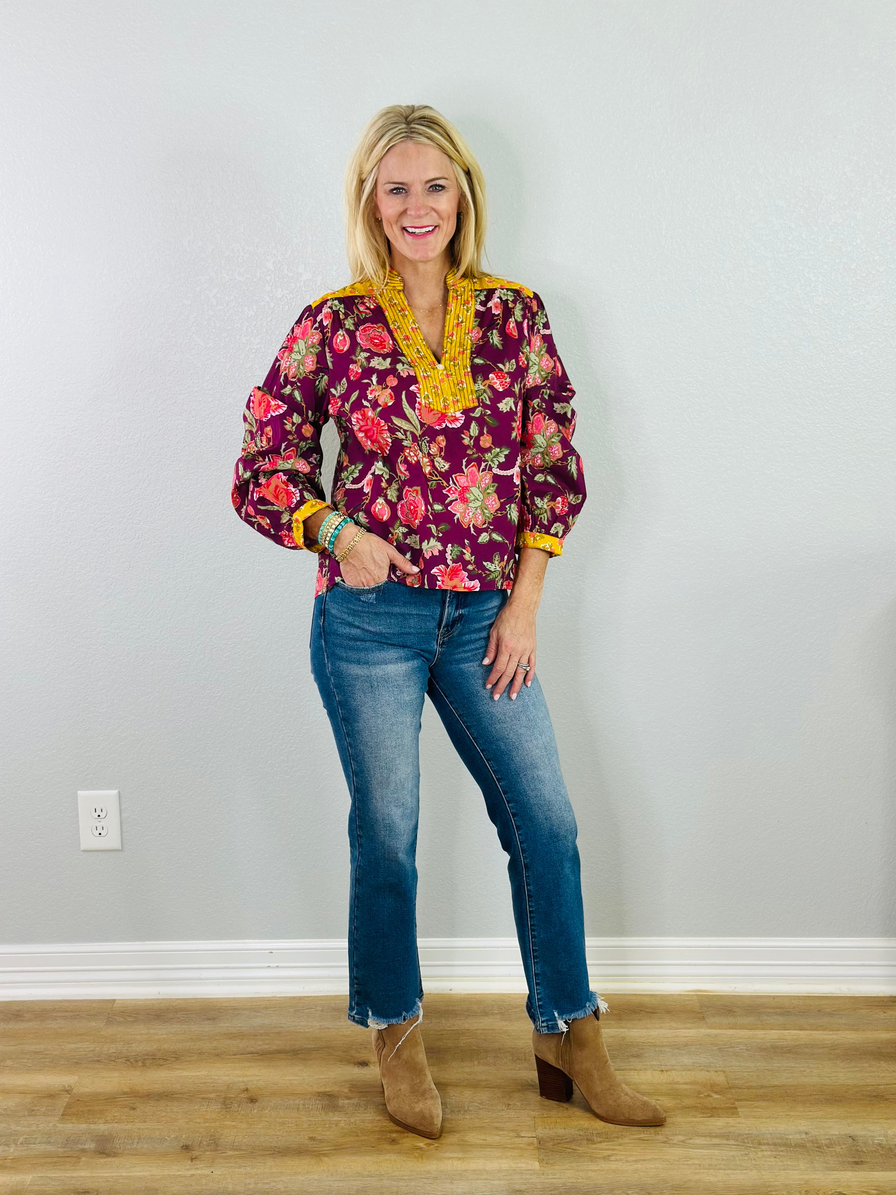 FLORAL WONDER TOP-PLUM