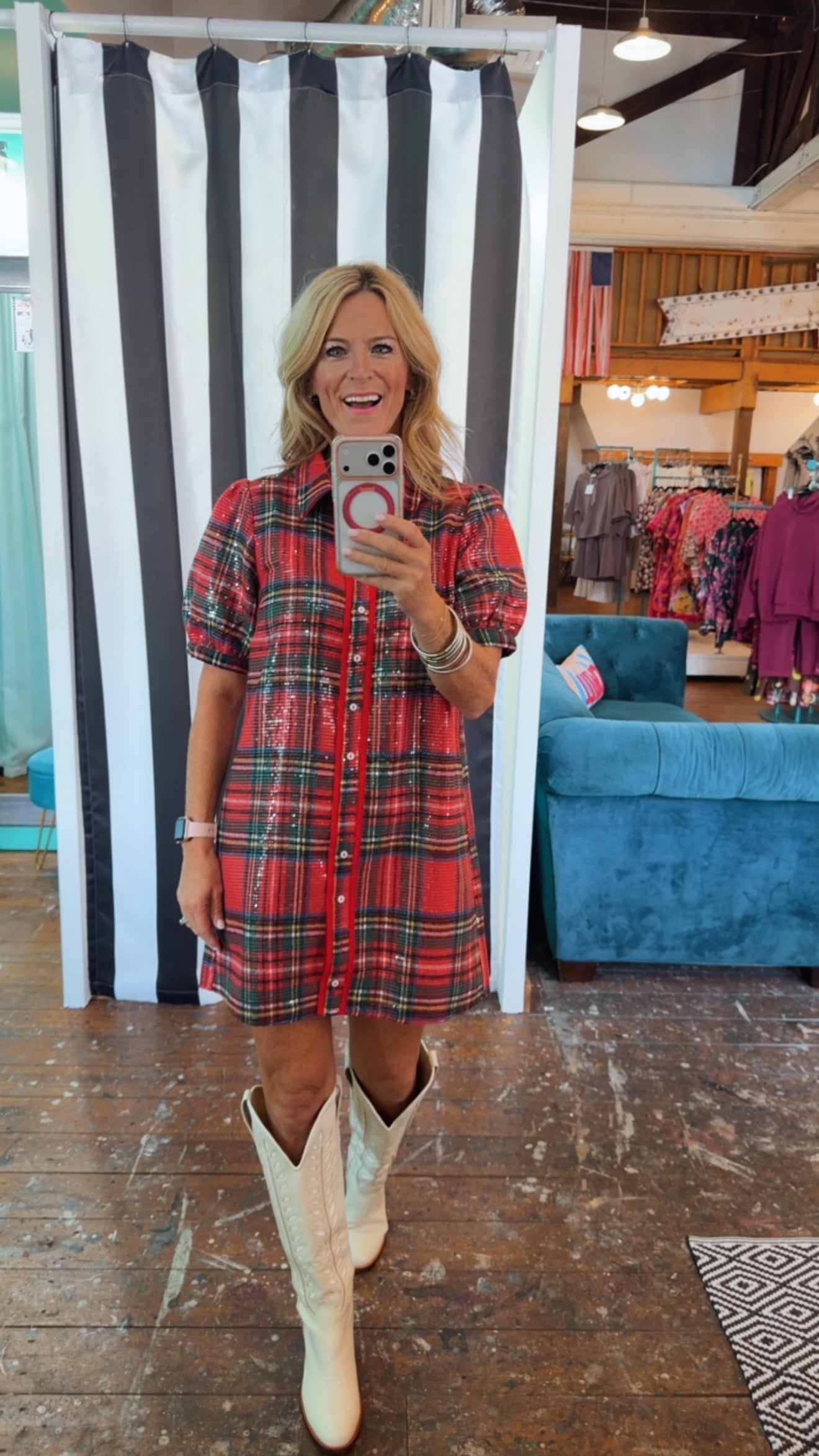 SPARKLE IN PLAID DRESS