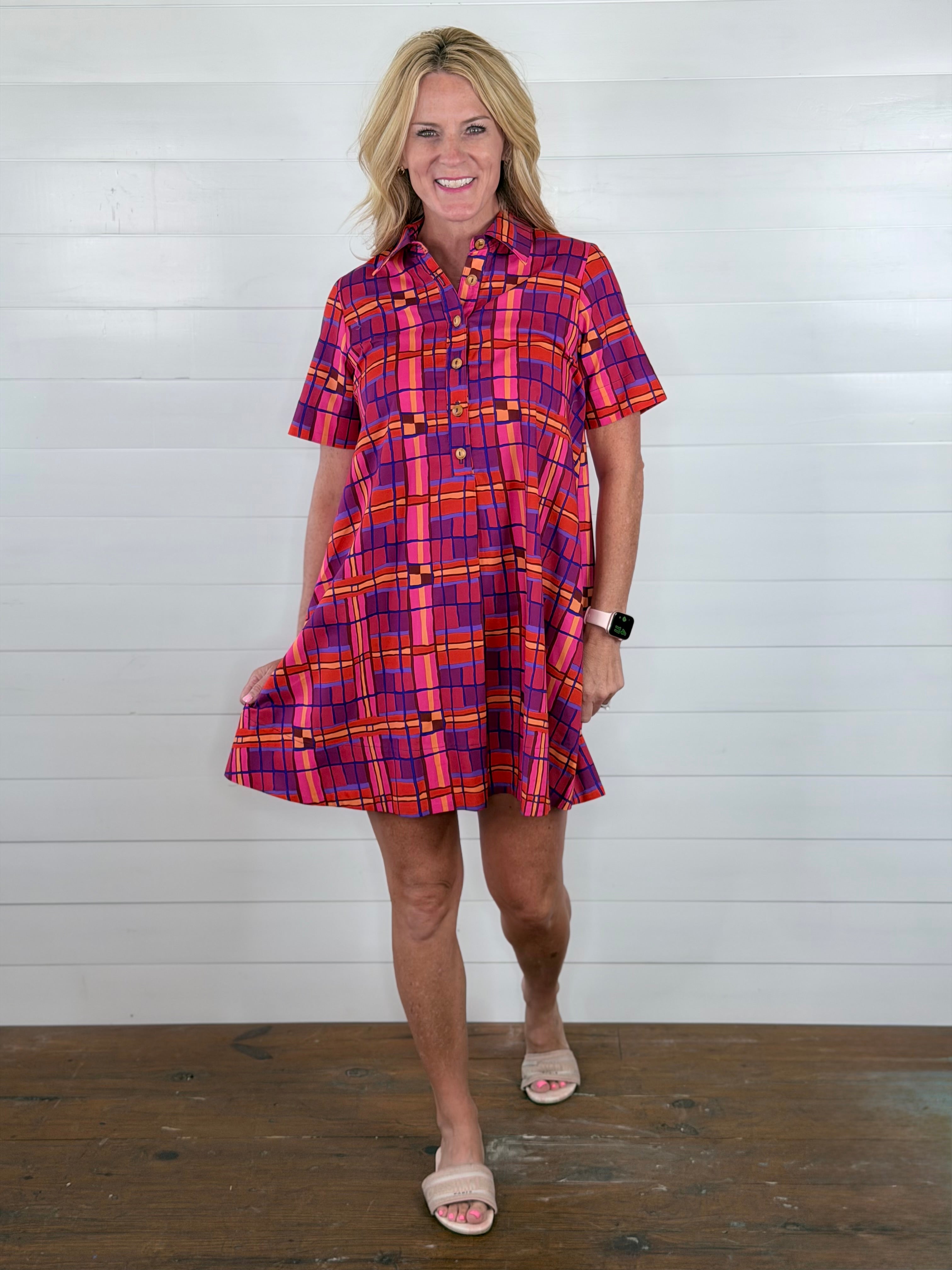 PLAID SHIFT DRESS