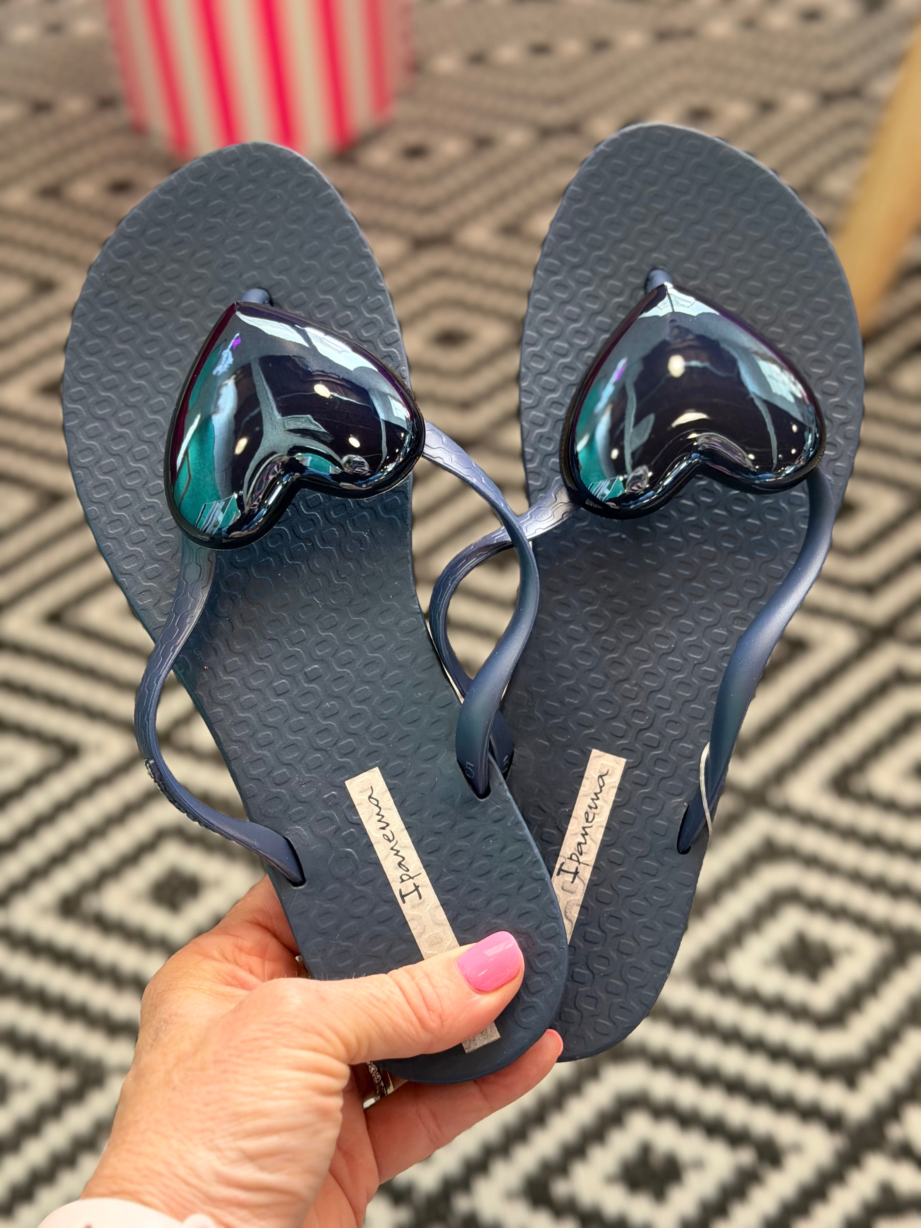 IPANEMA HEART FLIP FLOP-NAVY