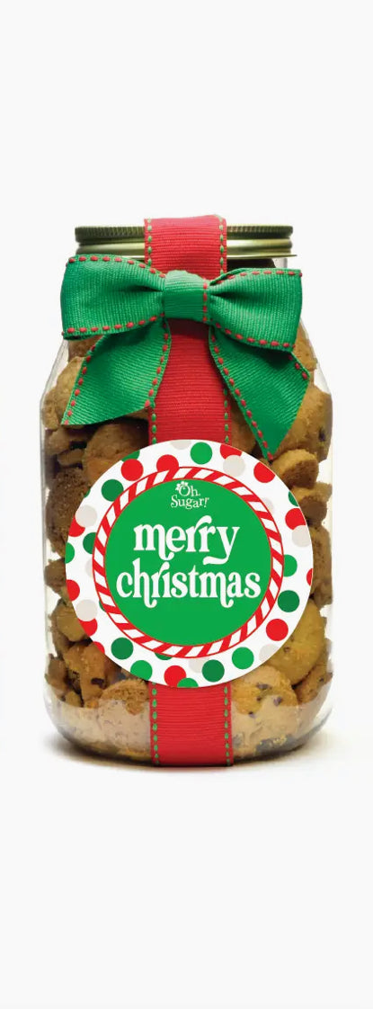 CHOCOLATE CHIP COOKIE QUART-MERRY CHRISTMAS DOT