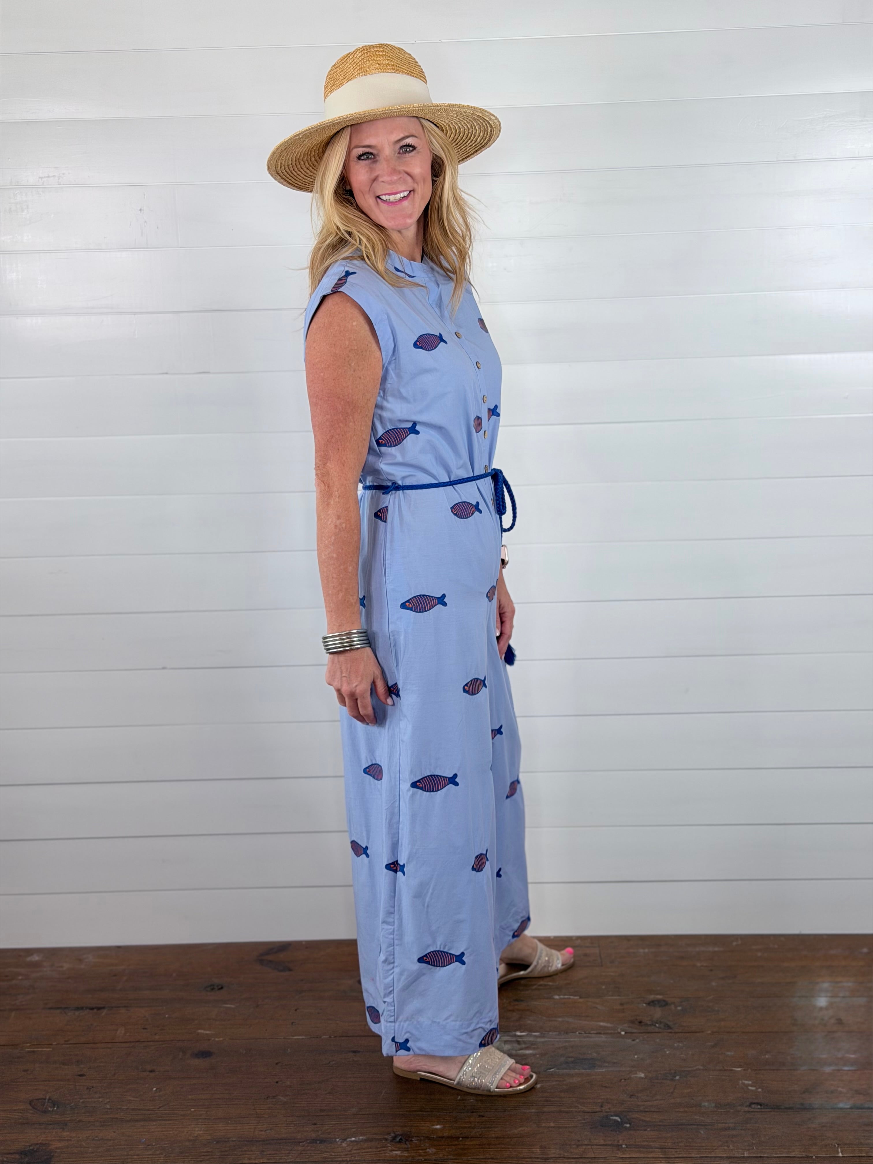 EMBROIDERED FISH JUMPSUIT