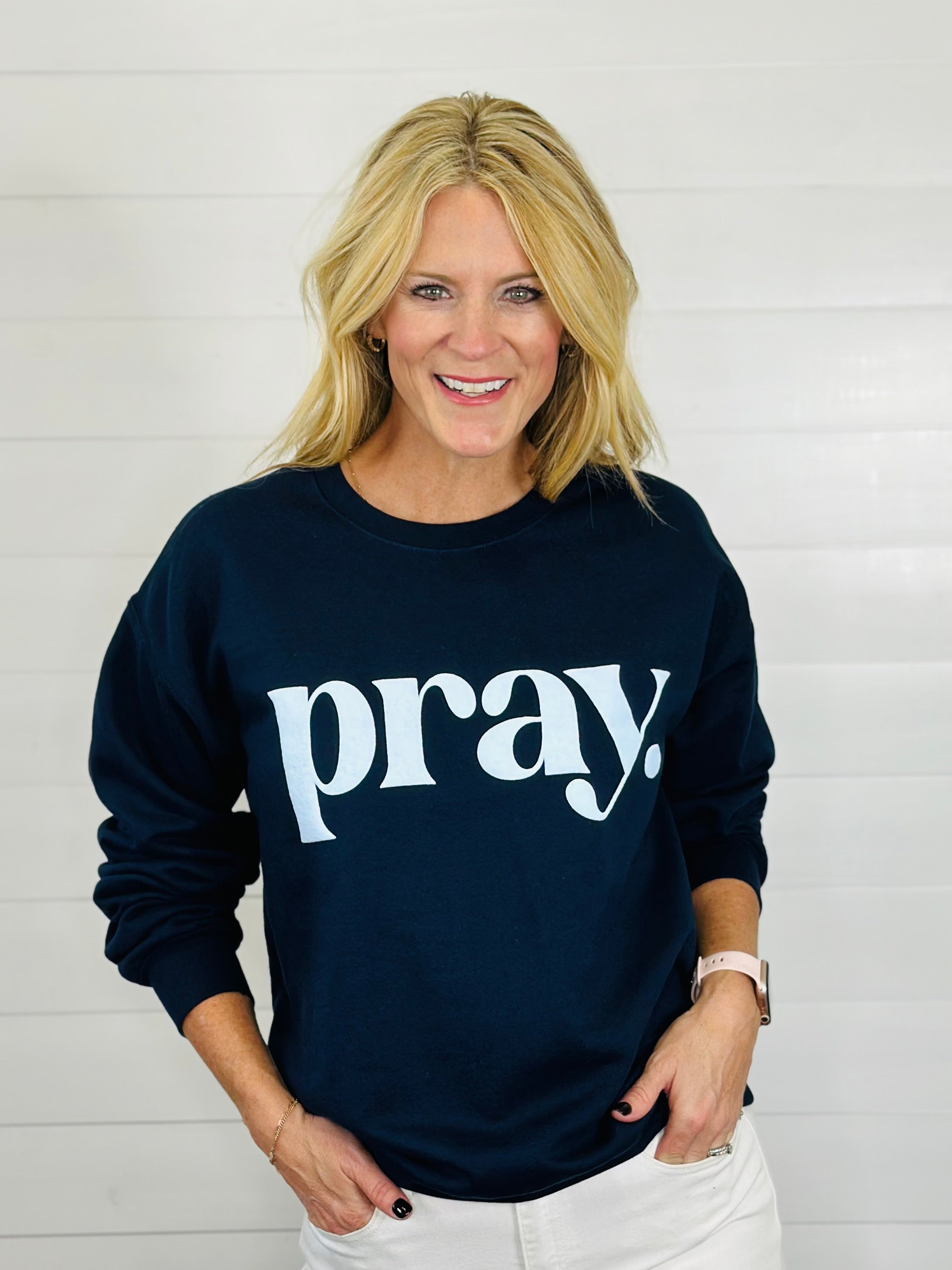 PRAY PUFFY SWEATSHIRT-NAVY