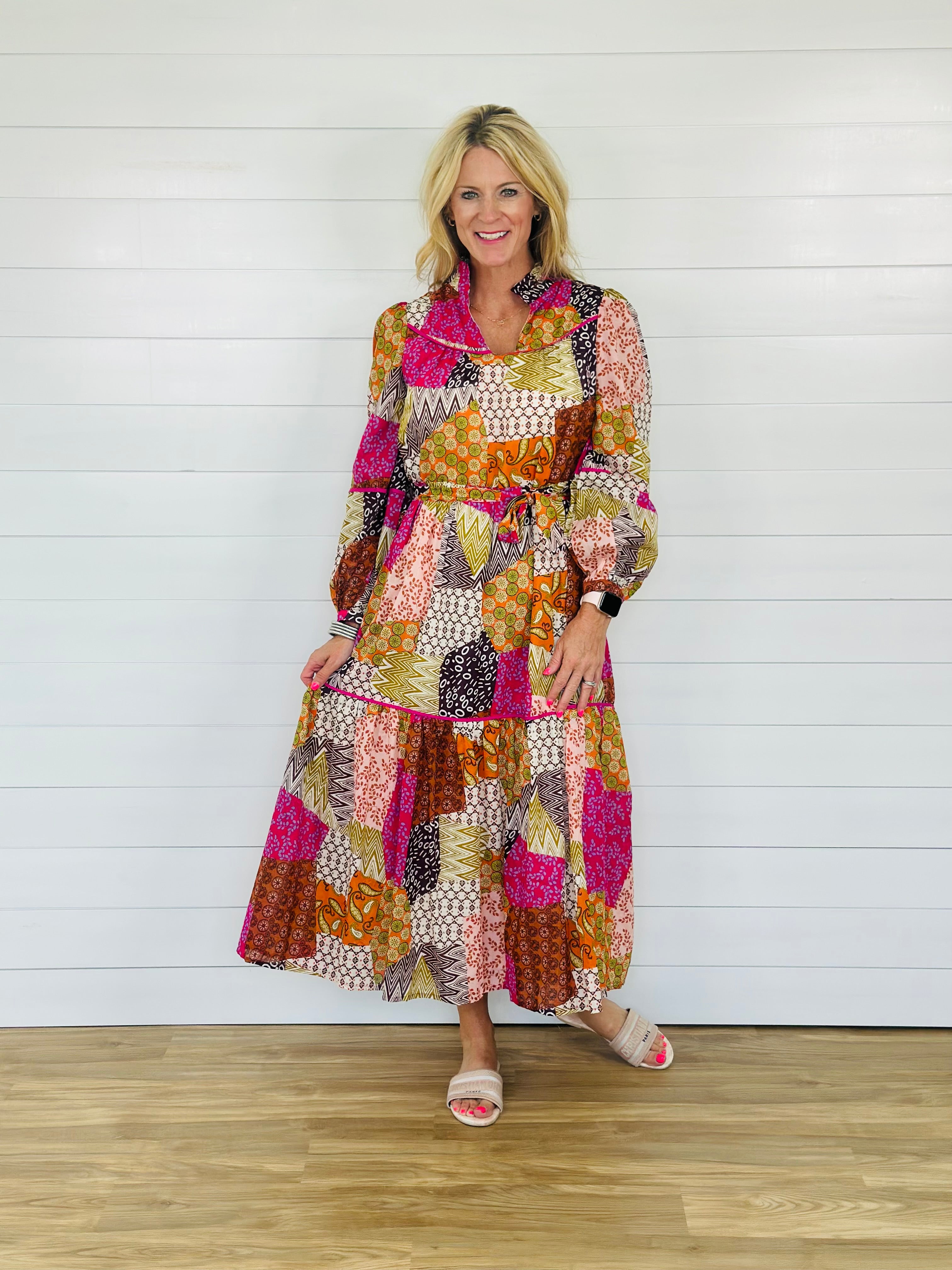 BOHO BLOOMS PRINTED DRESS