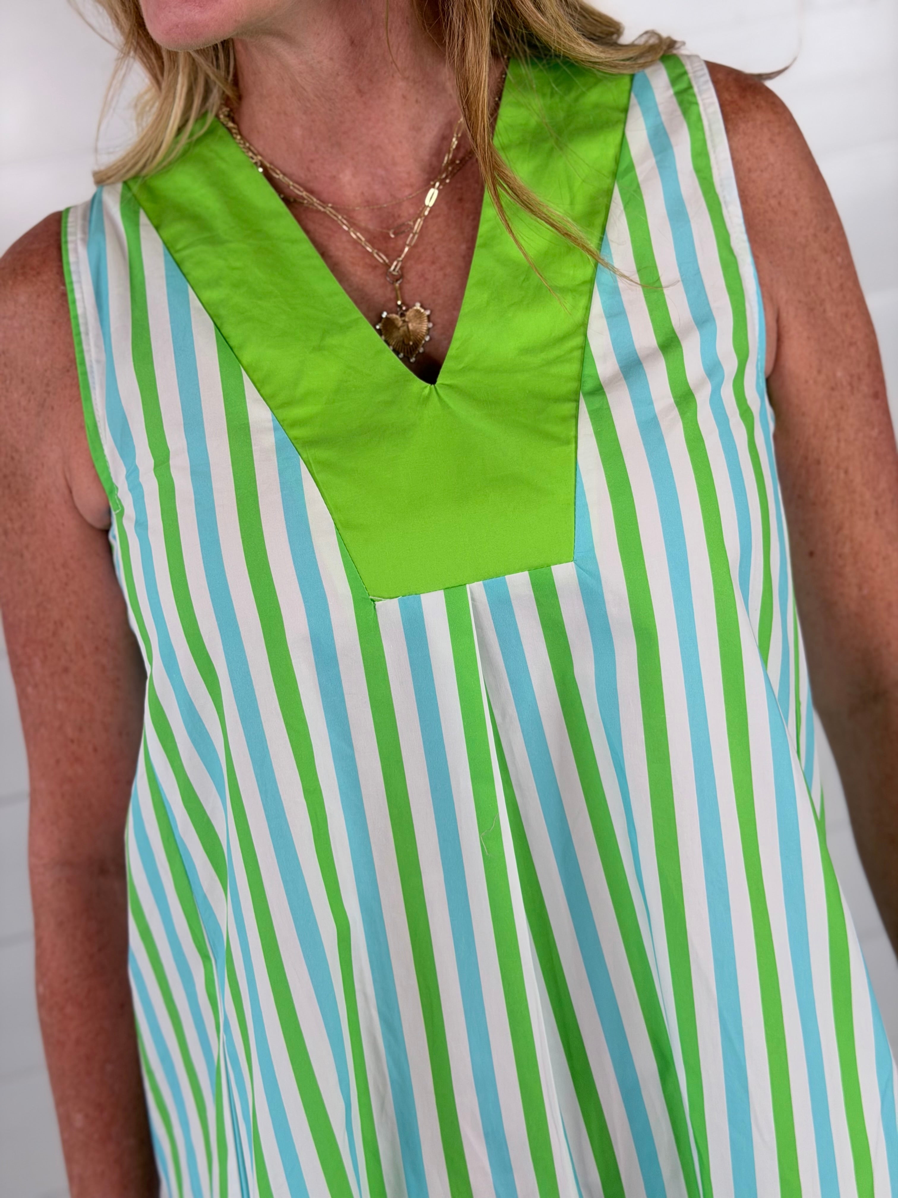 BEACH PLEASE STRIPED DRESS
