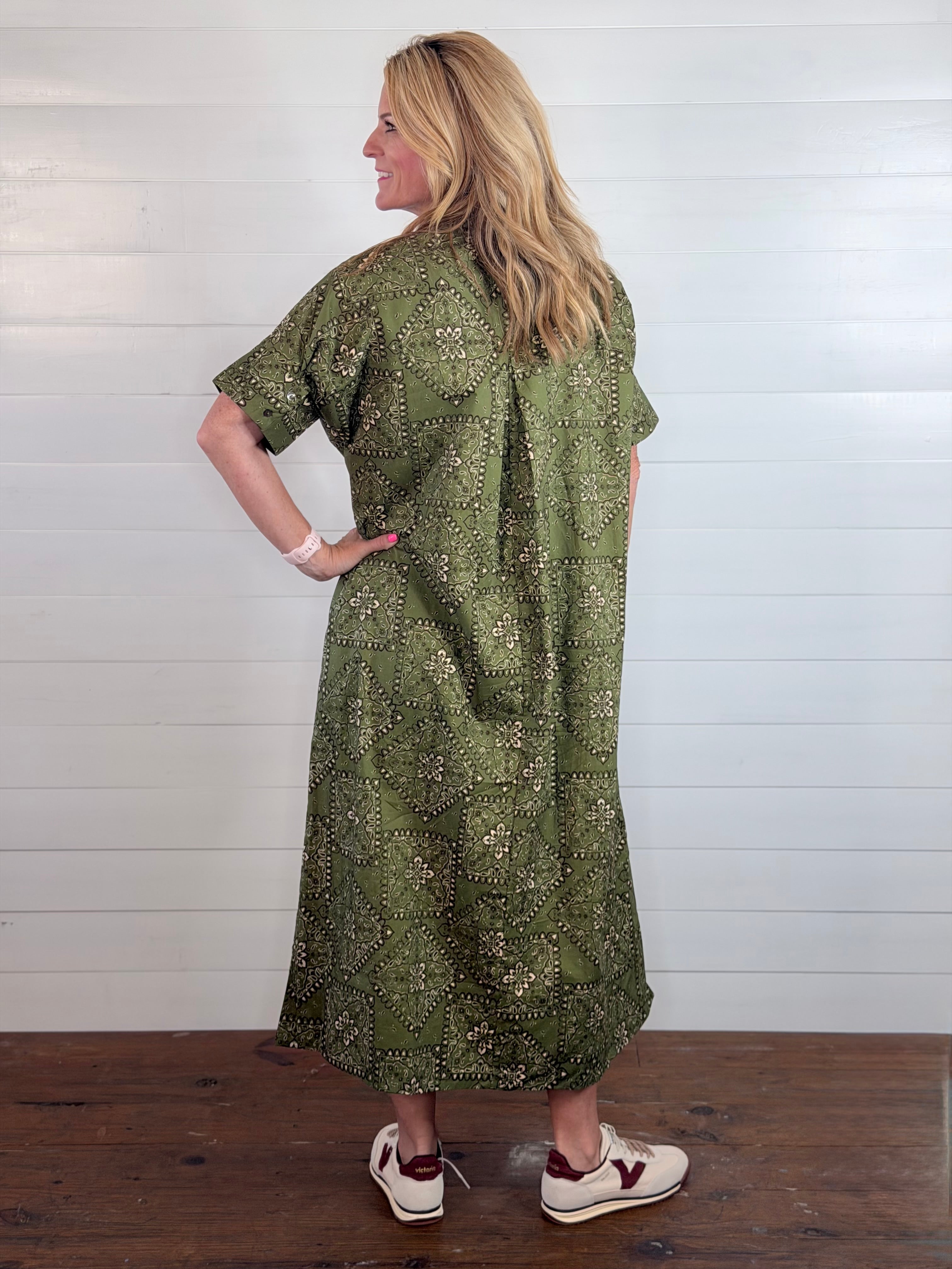 OLIVE BANDANA DRESS