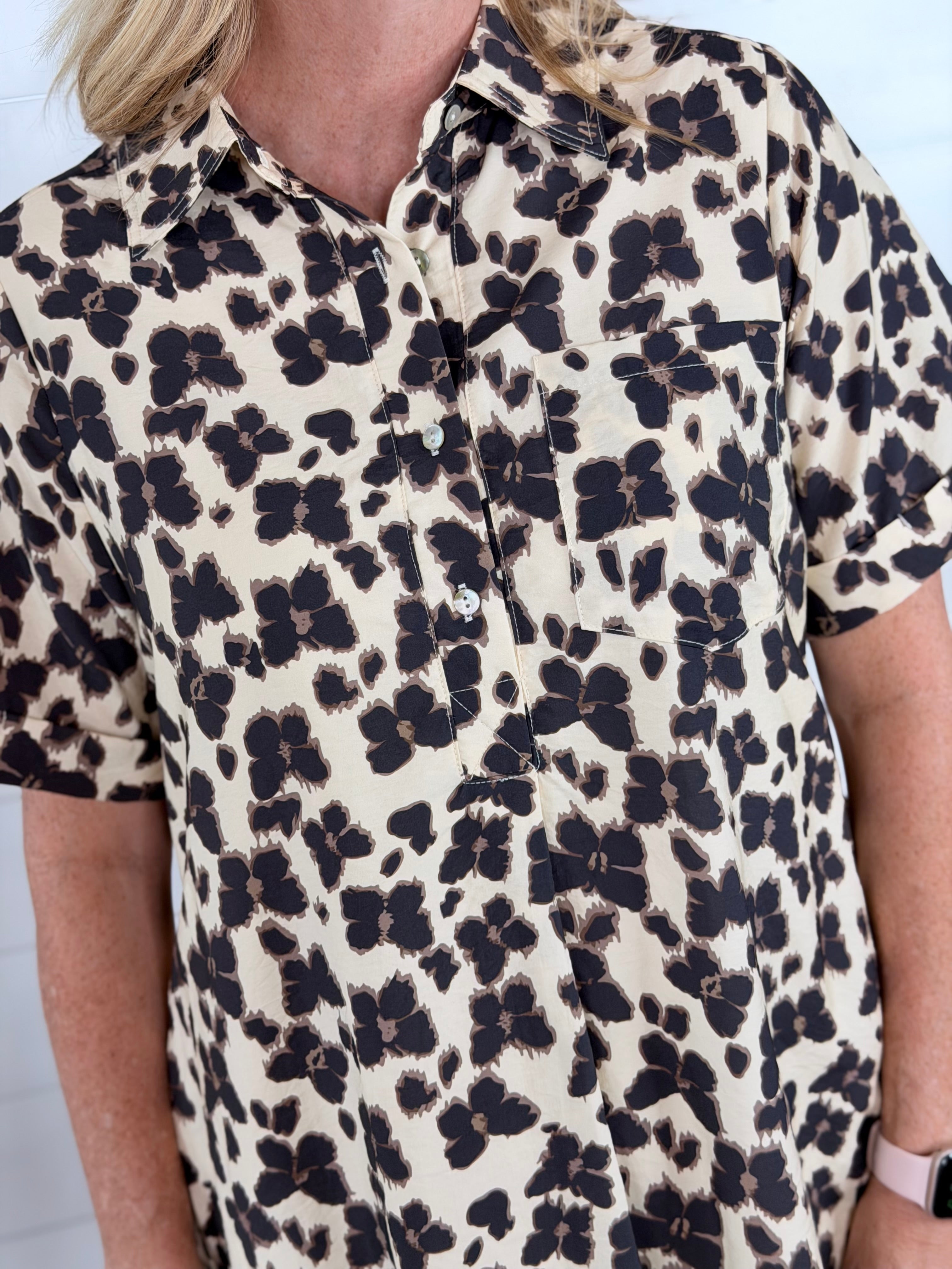 BUTTERFLY CHEETAH DRESS-ECRU