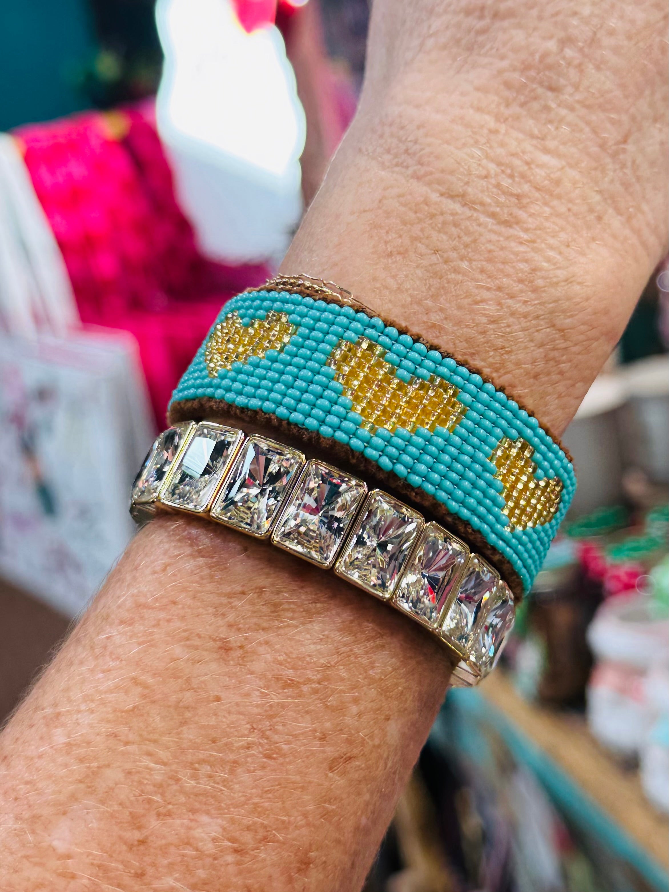 HEART BEADED CUFF-TURQUOISE