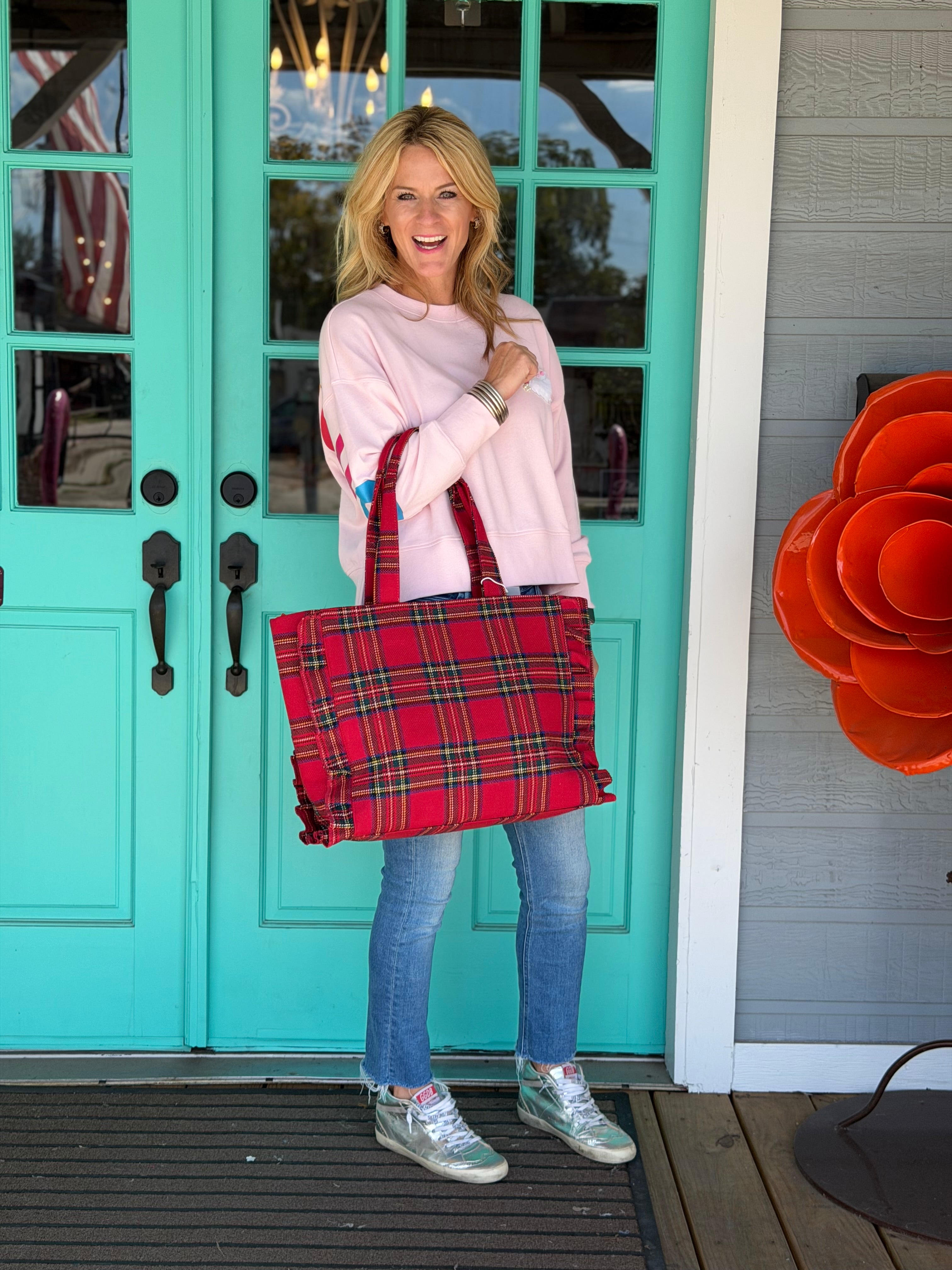 SCOTTIE RUFFLE TOTE-RED