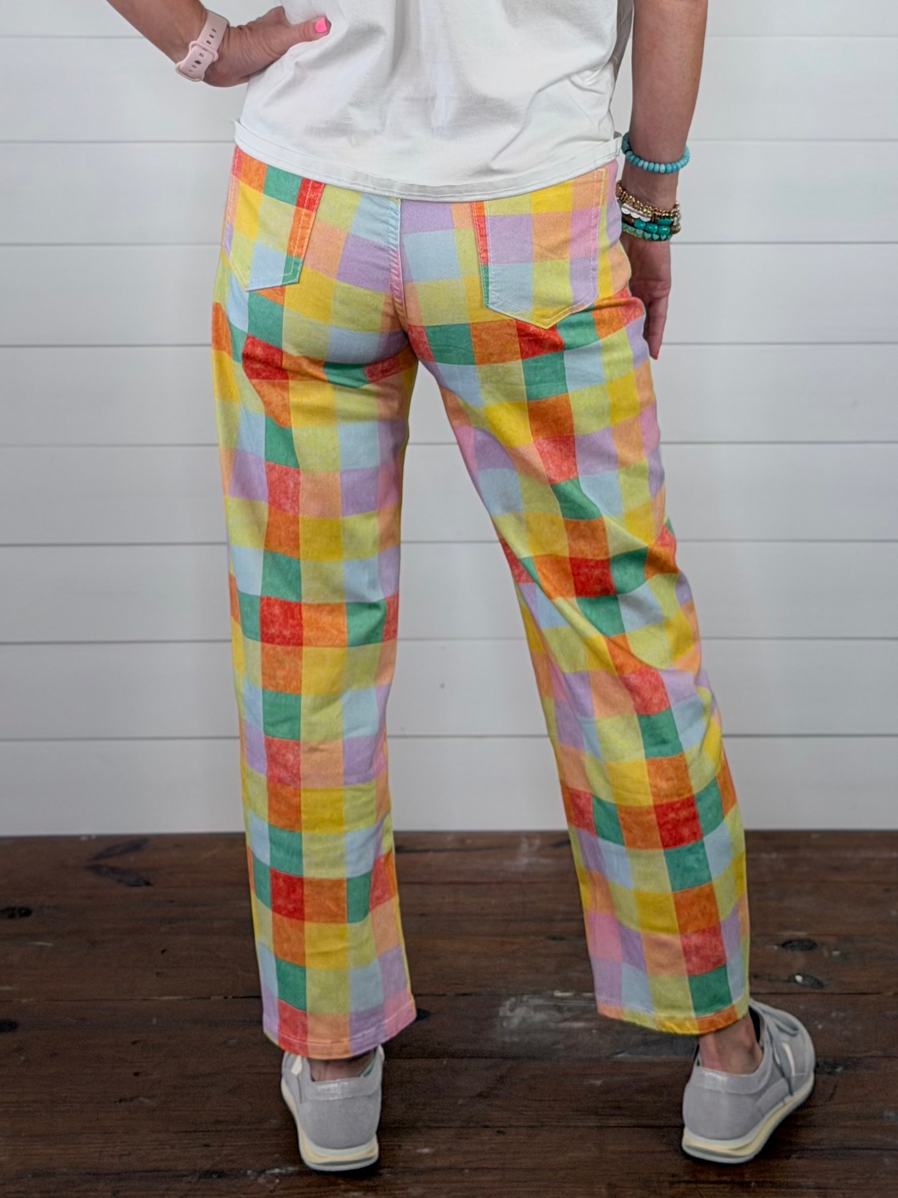 MADRAS PLAID BARREL PANTS