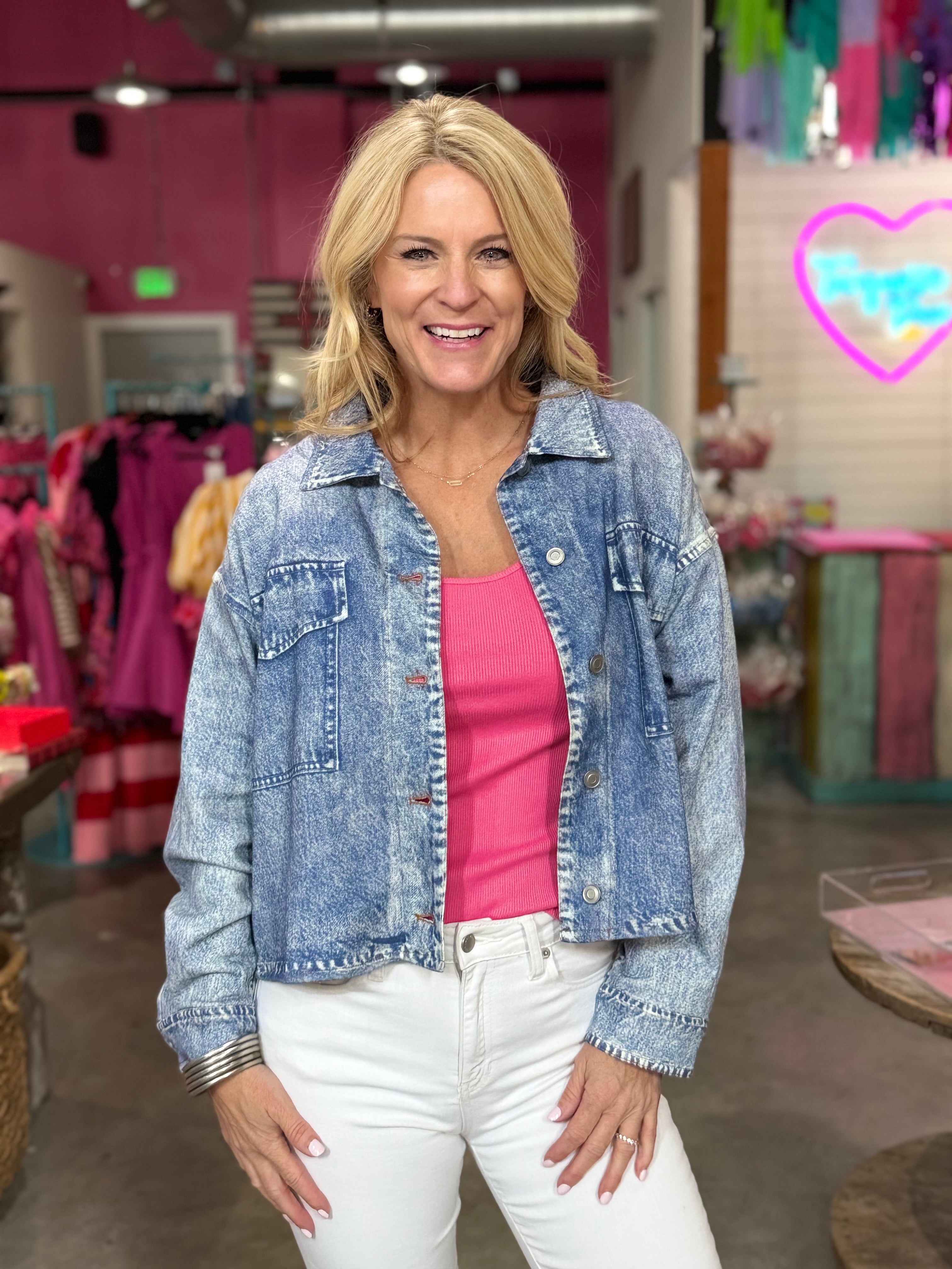 FANCY FAUX DENIM JACKET