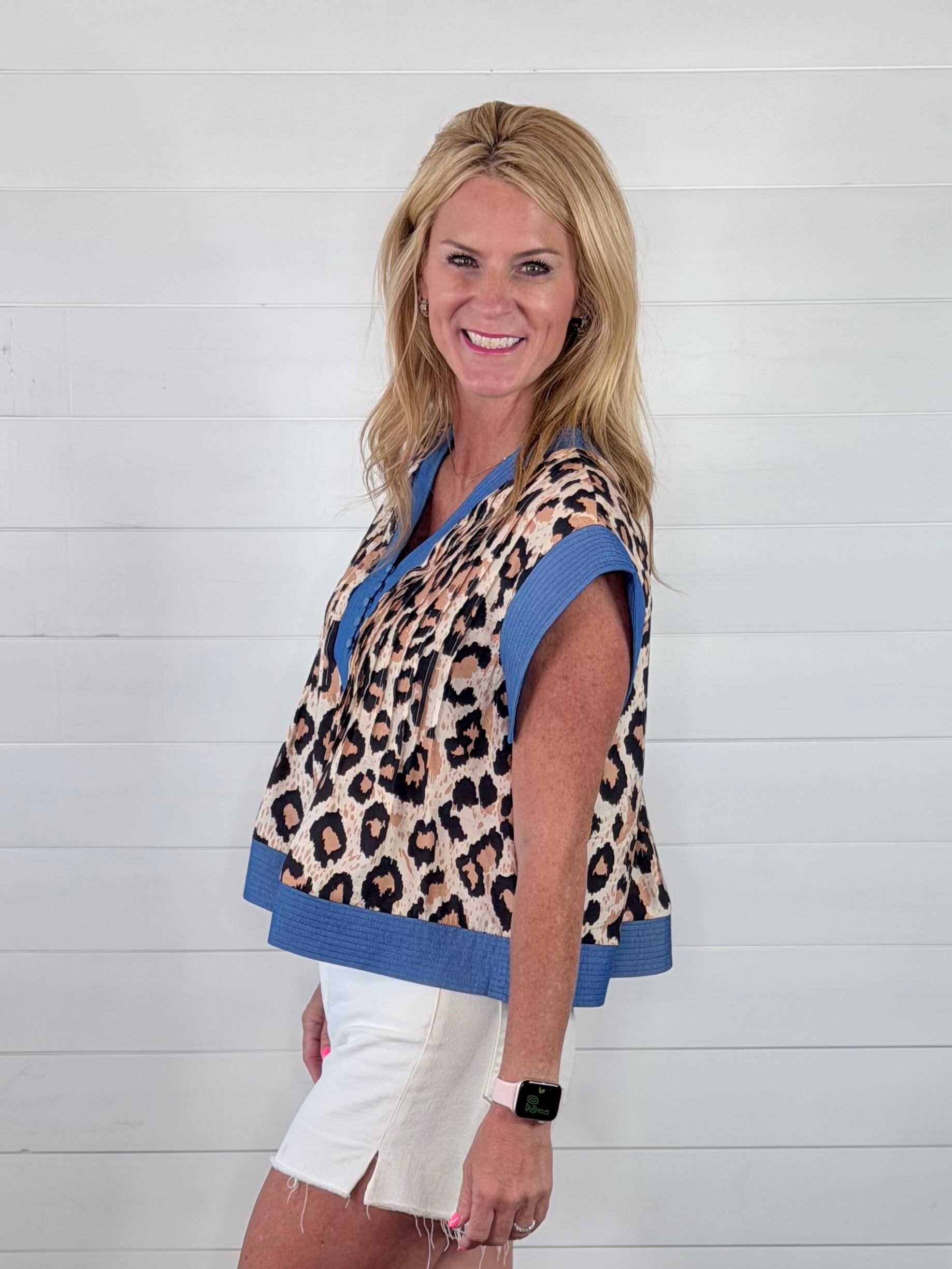 CHEETAH AND DENIM TOP