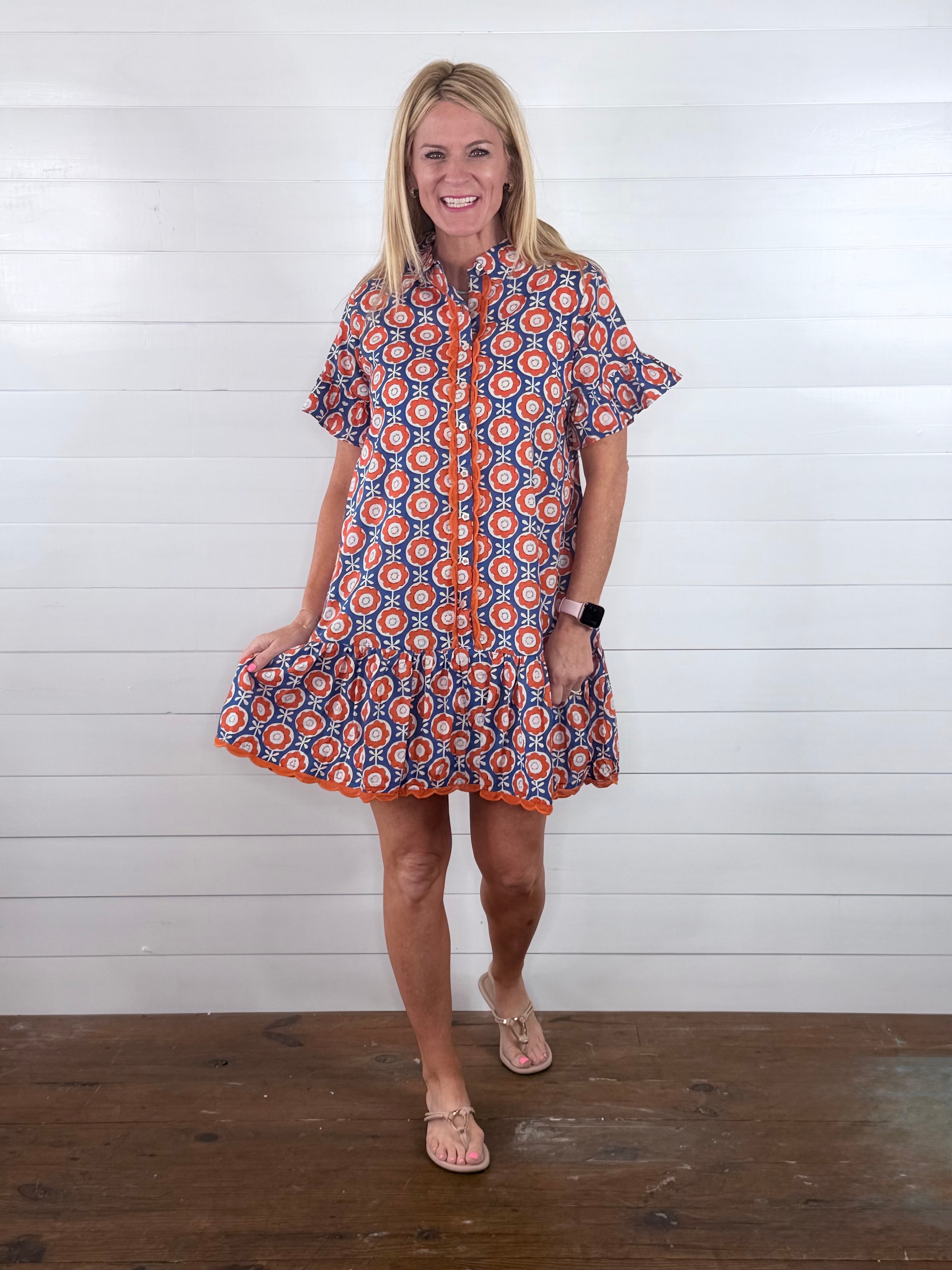 SCALLOPED SHIRT DRESS