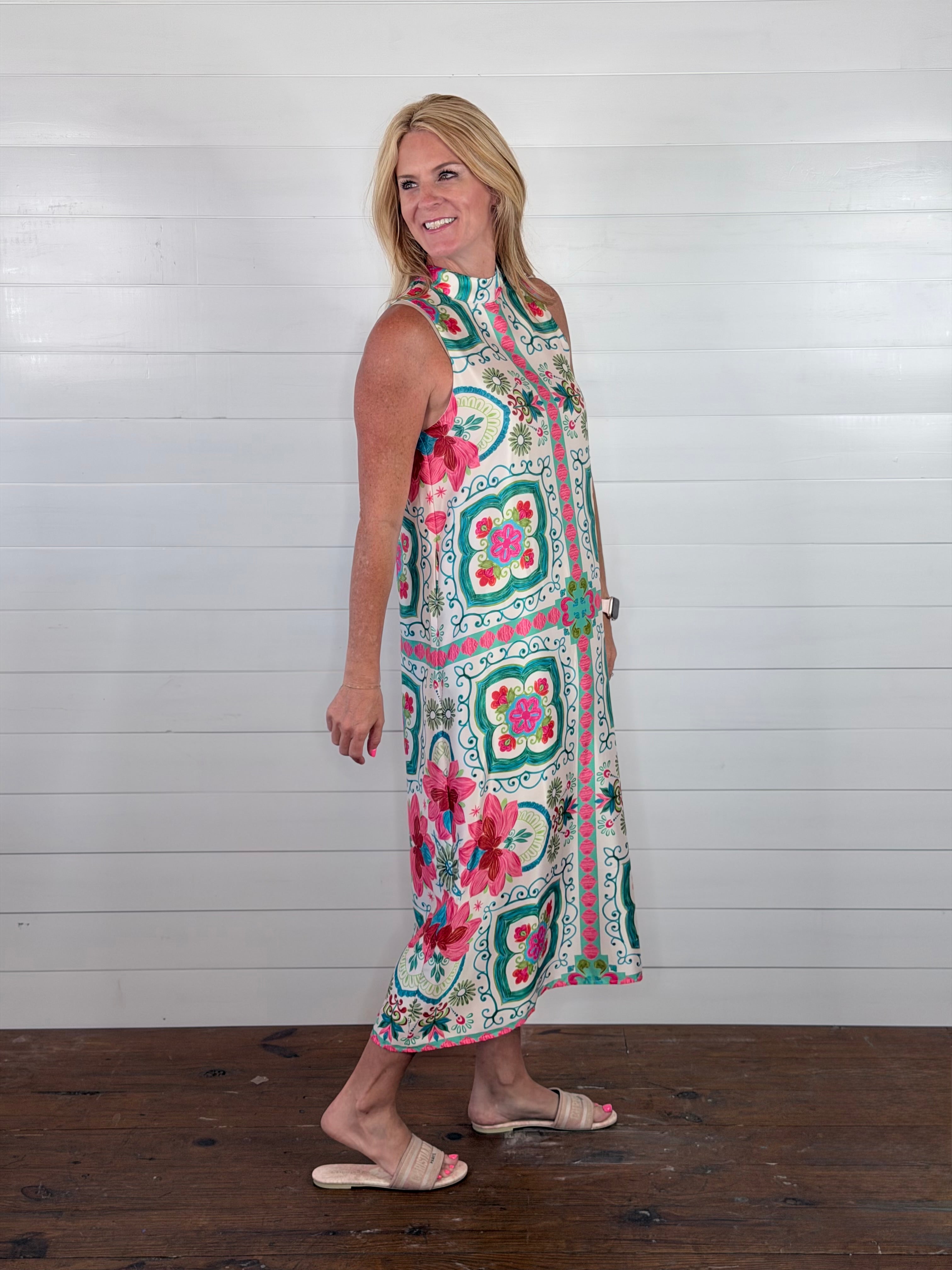WATERCOLOR MEDALLION DRESS