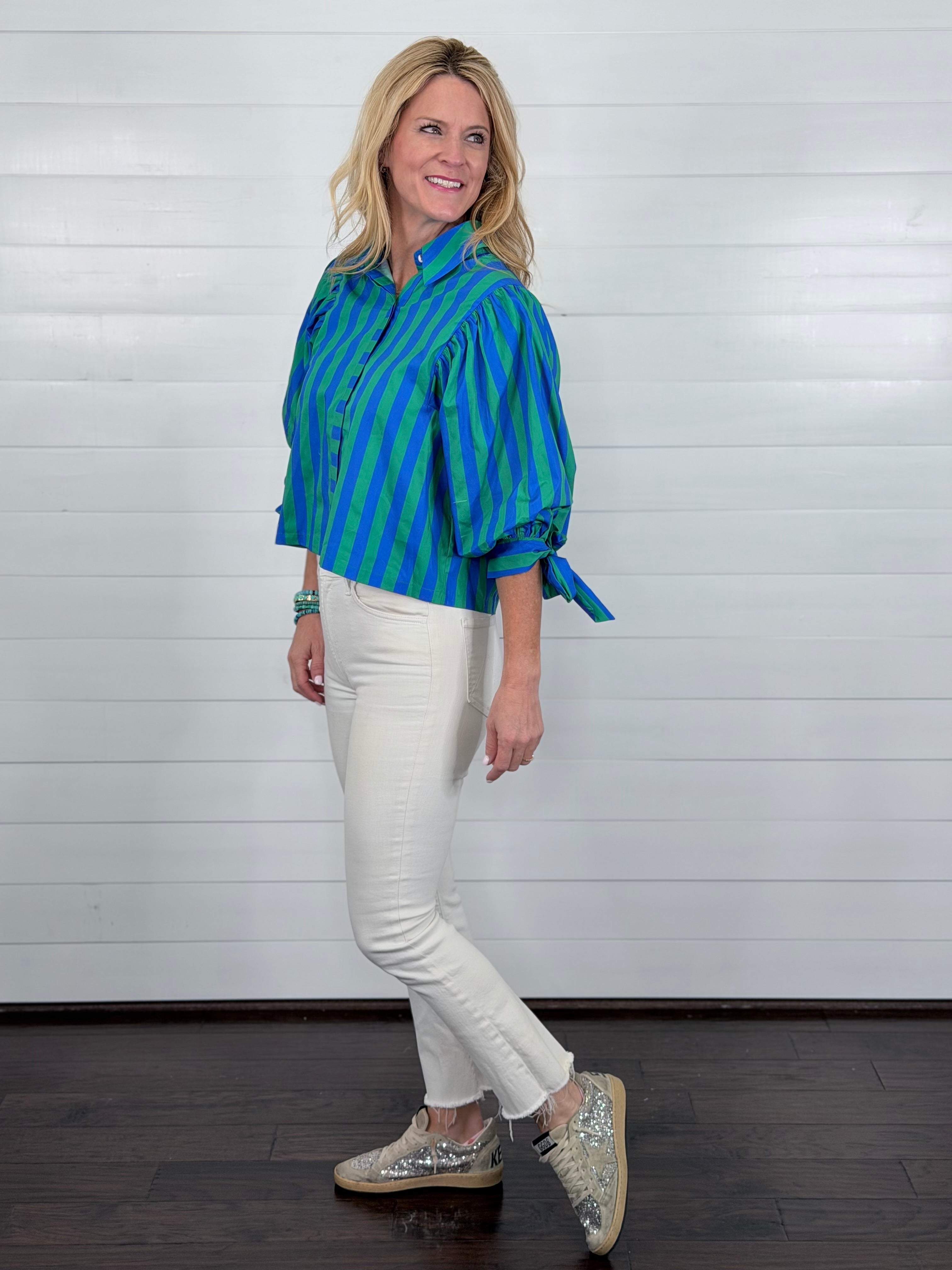 SADIE STRIPED TOP-GREEN