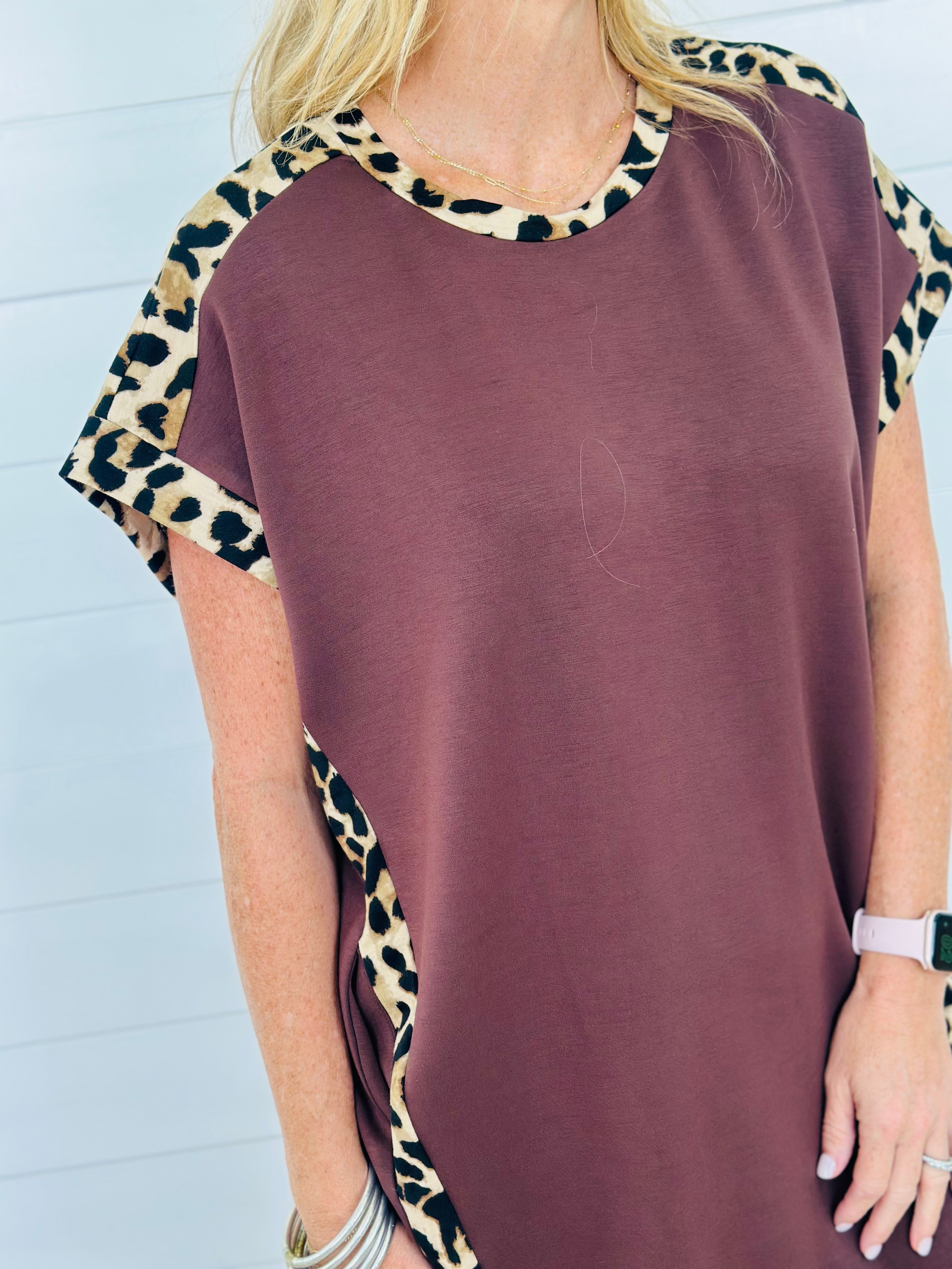 LEOPARD LATELY DRESS-BROWN