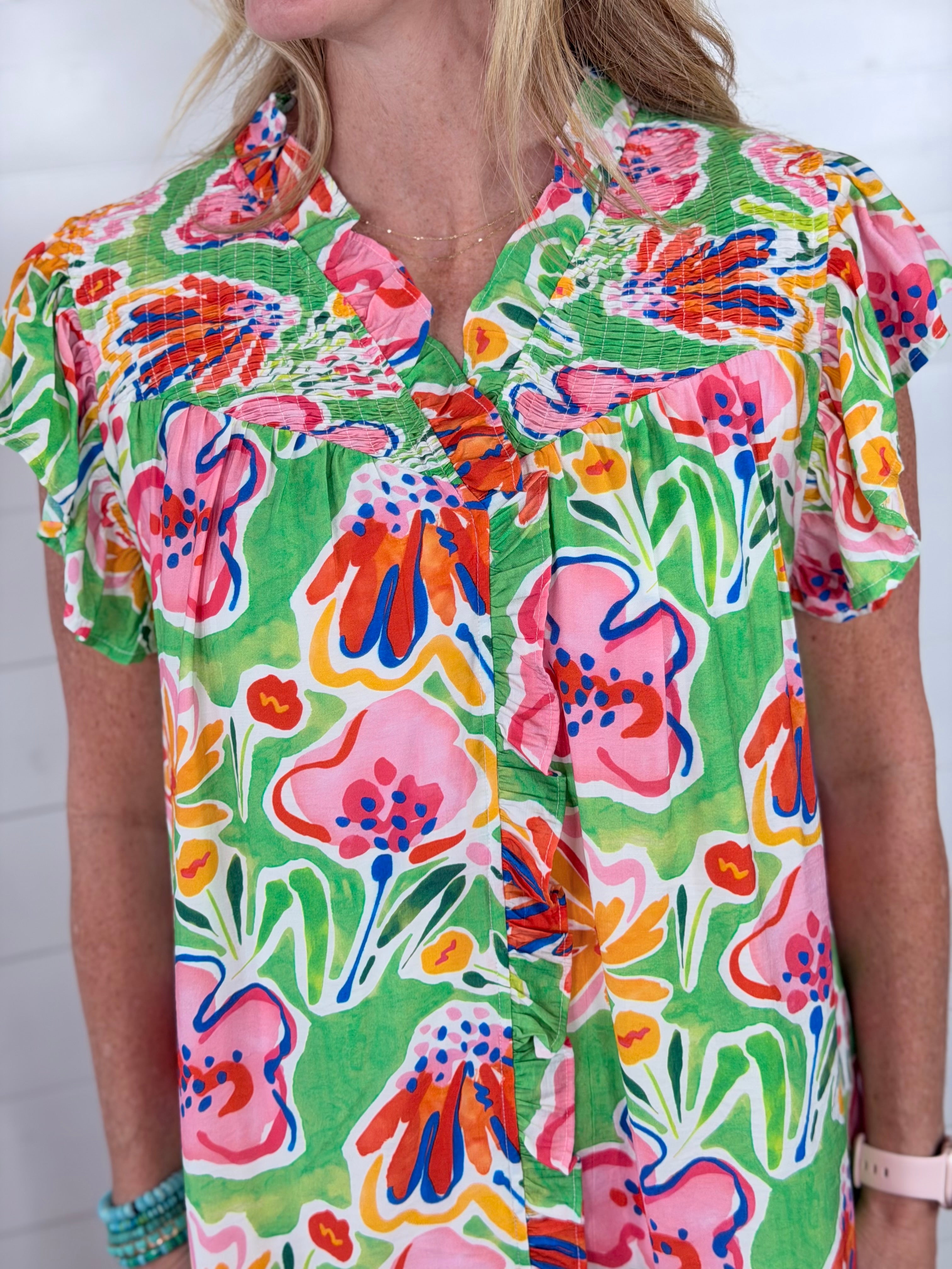 FLIRTY FLORALS DRESS