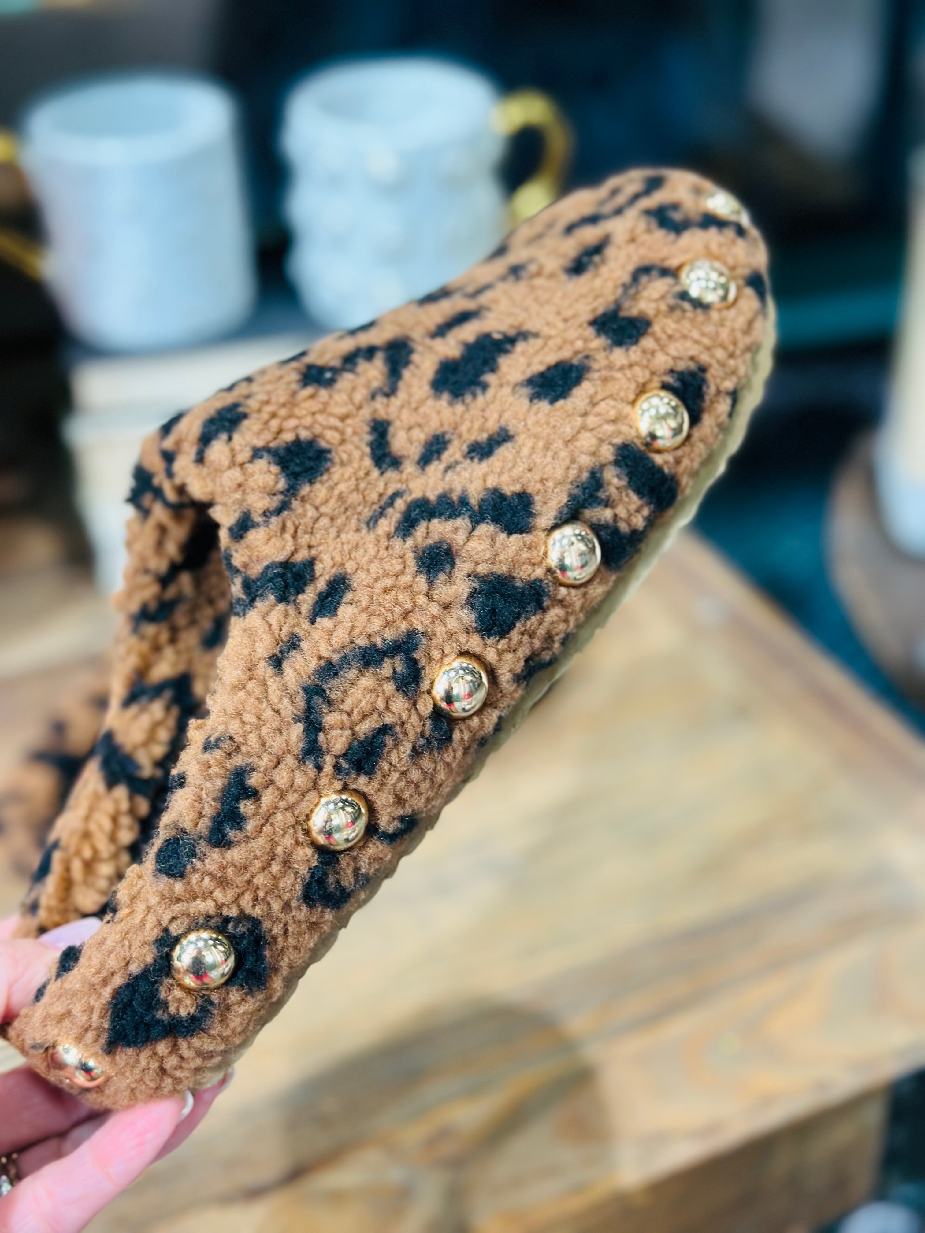 THRILL FLUFFY LEOPARD MULE-BROWN