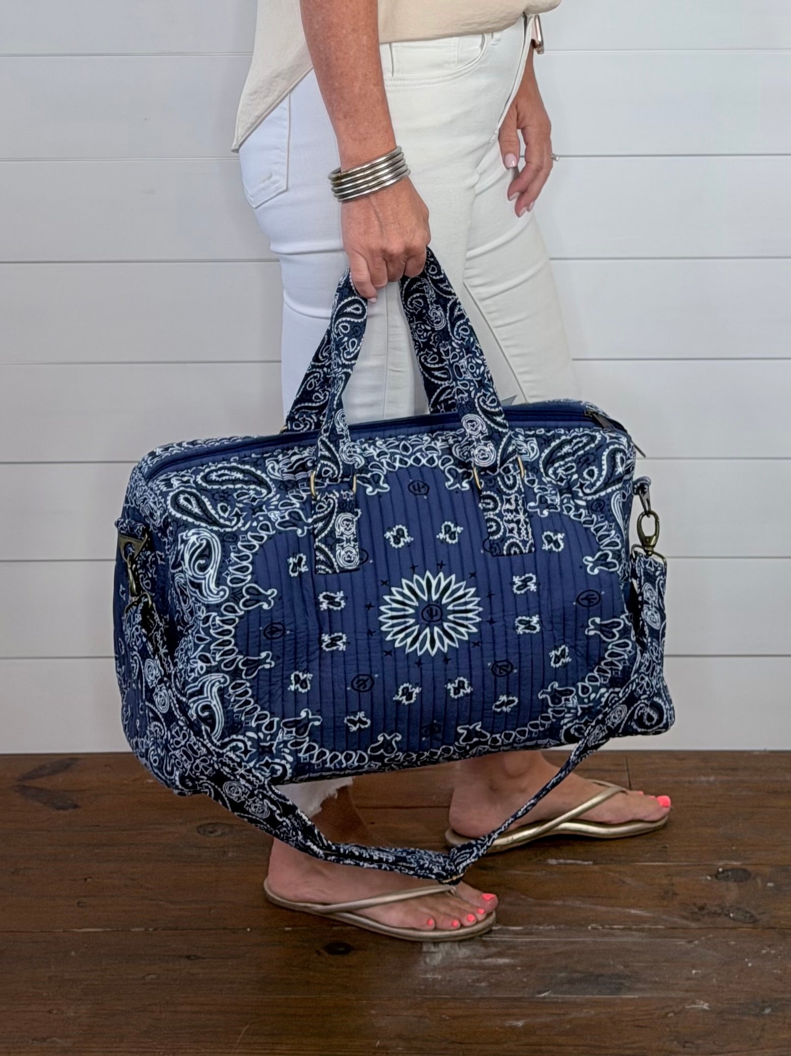 NAVY BANDANA DUFFLE BAG