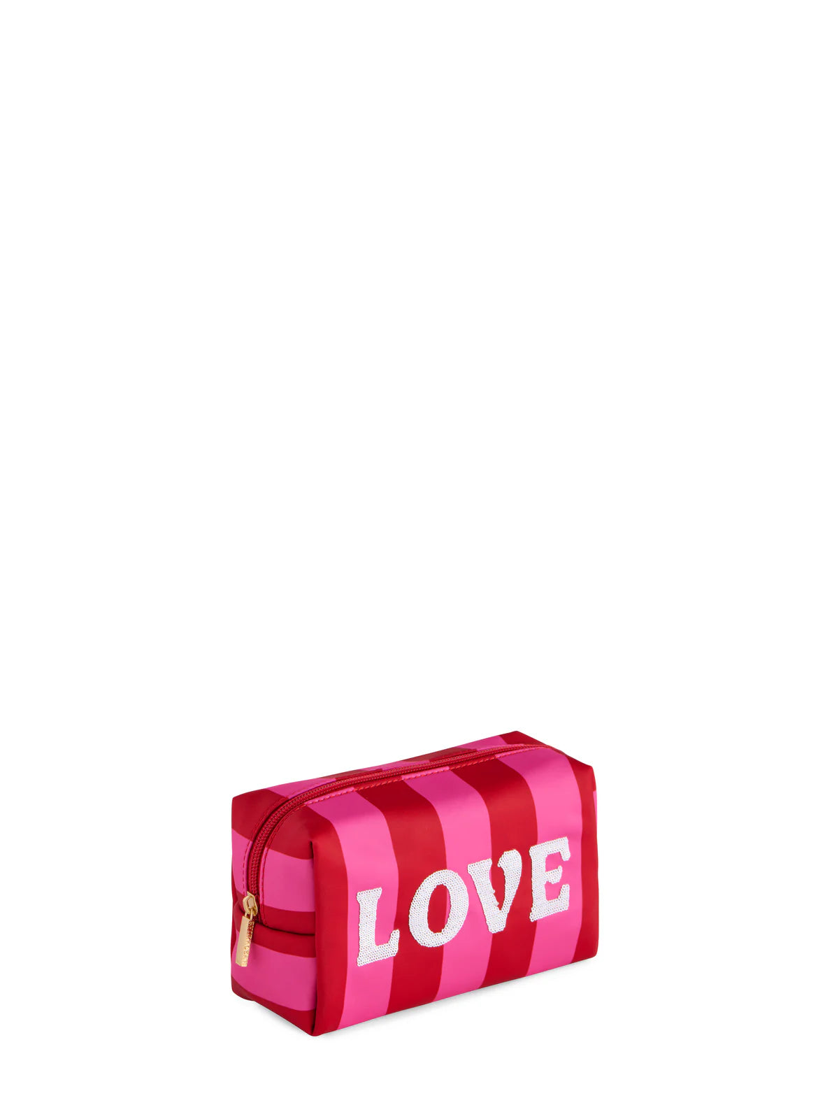 CARA STRIPED LOVE ZIP POUCH-RED