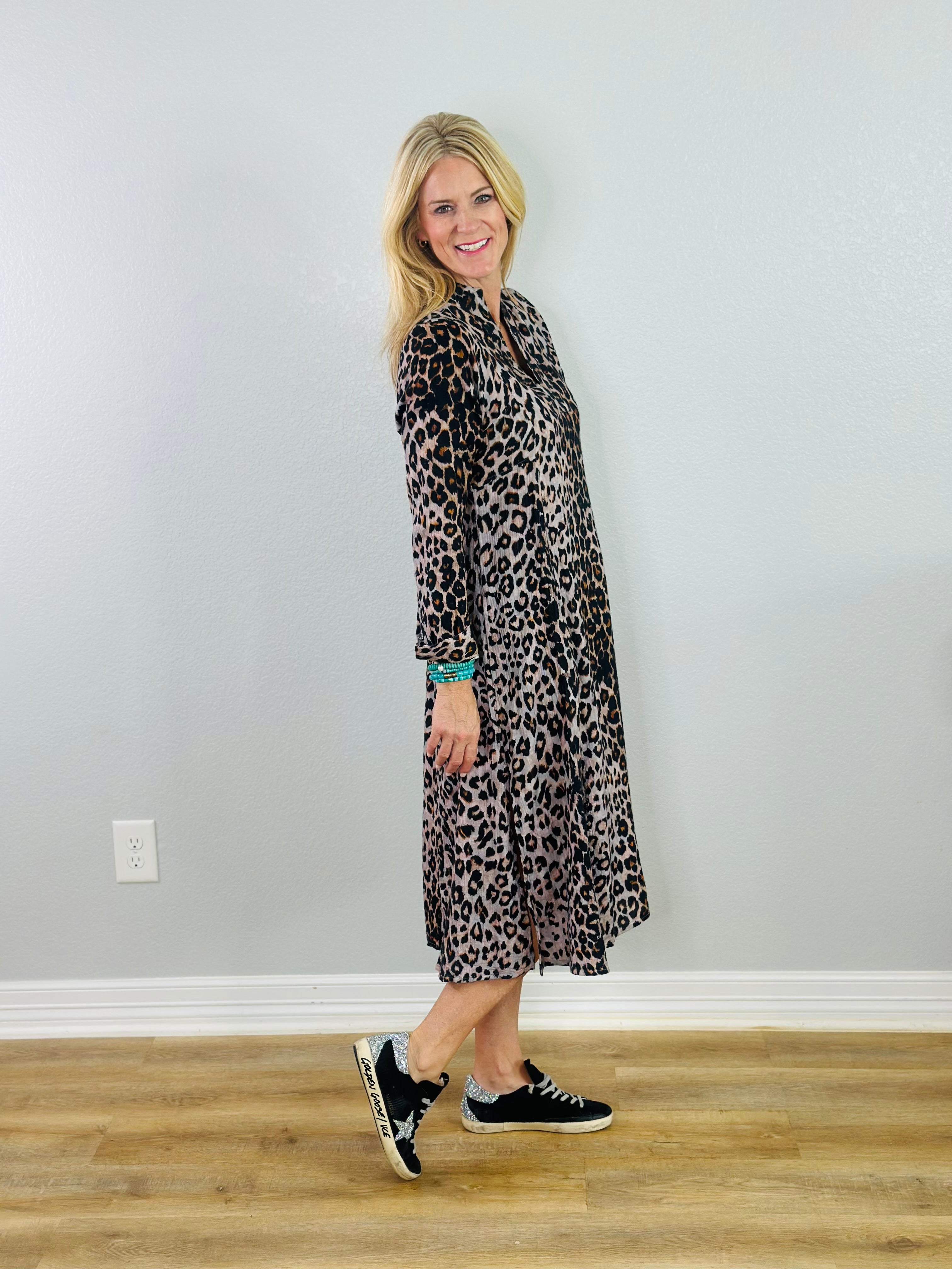 LEOPARD GAUZE MIDI