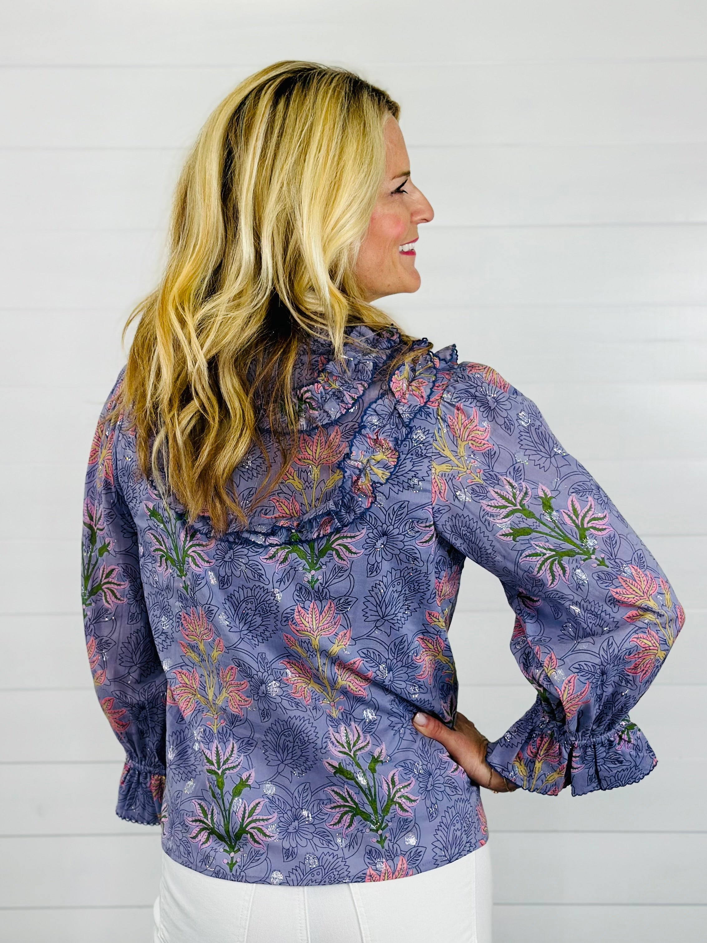 BLOCK PRINT AND SPRAKLE TOP