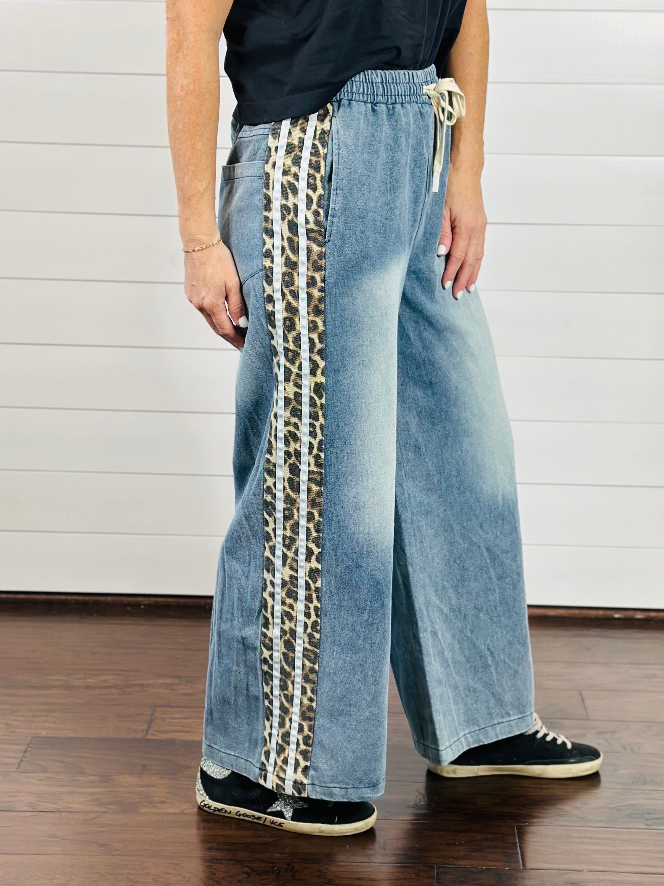 KELSEY WIDE LEG DENIM PANTS-WHITE