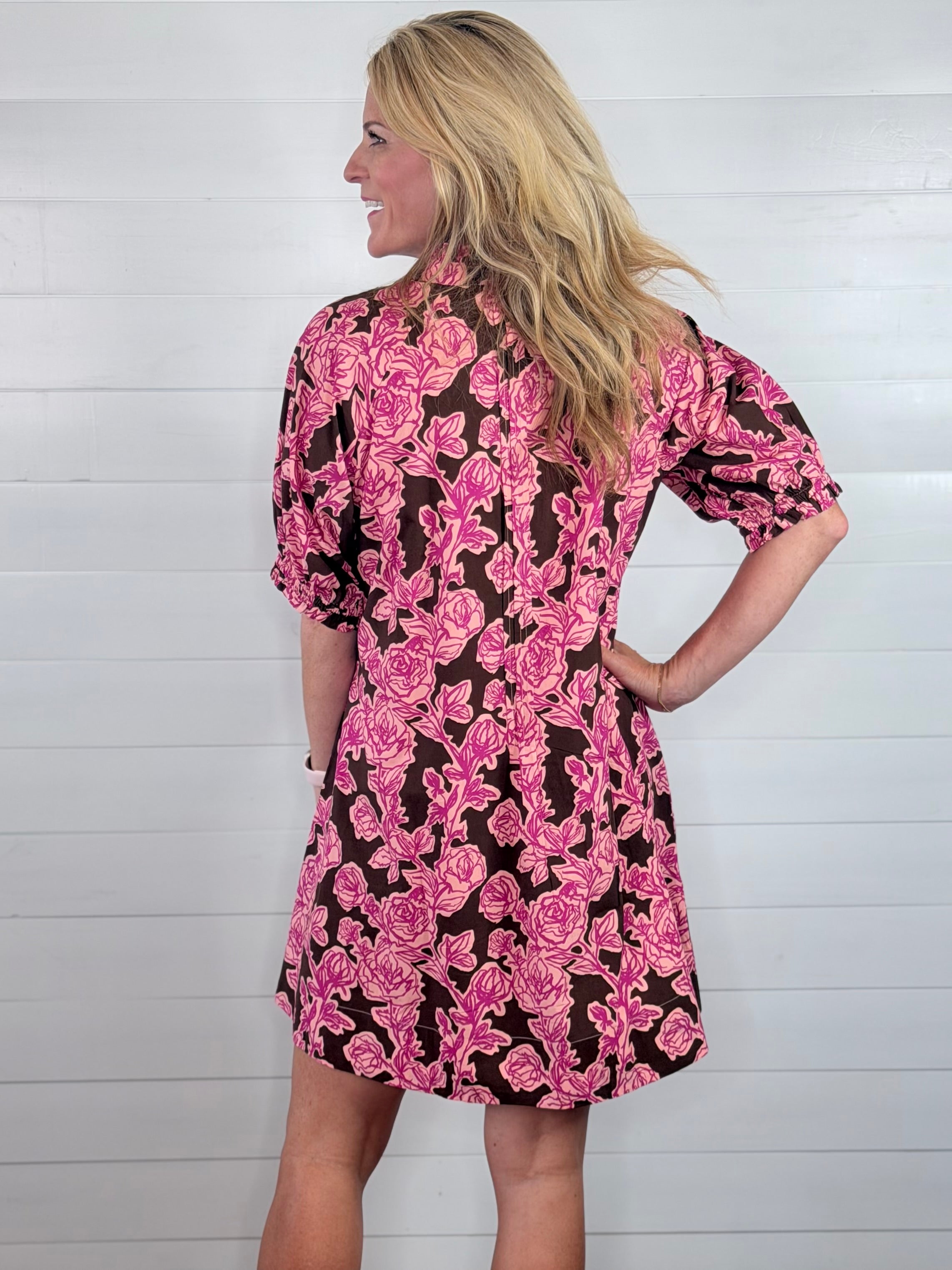 ROSE PIN TUCK DRESS
