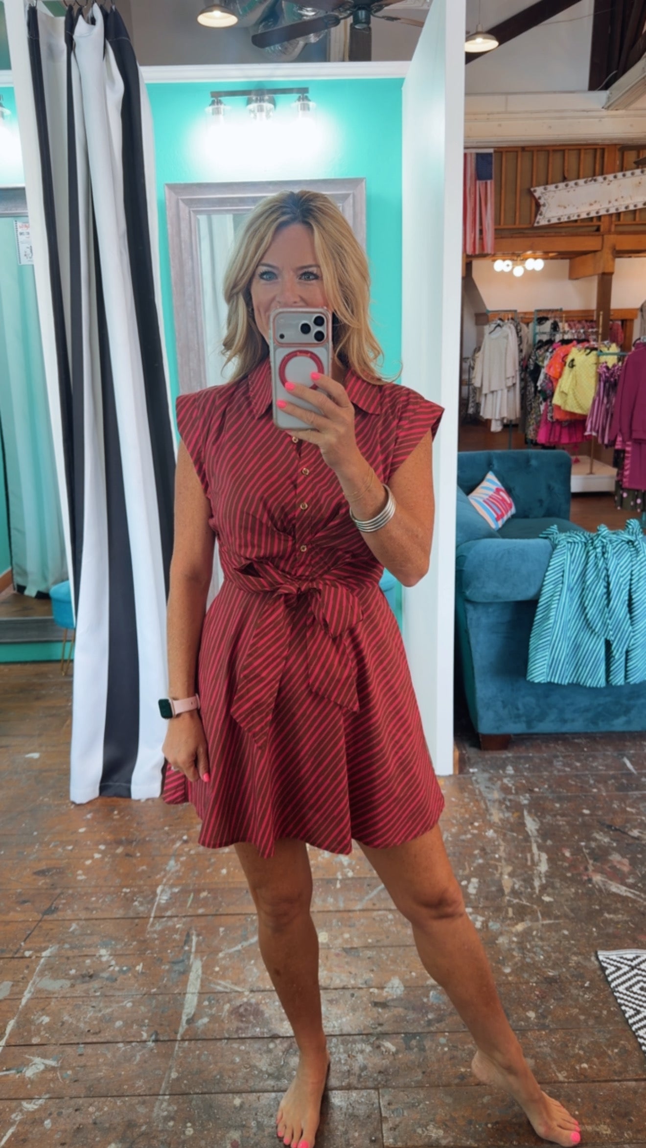 LIVIE DRESS-BROWN/PINK