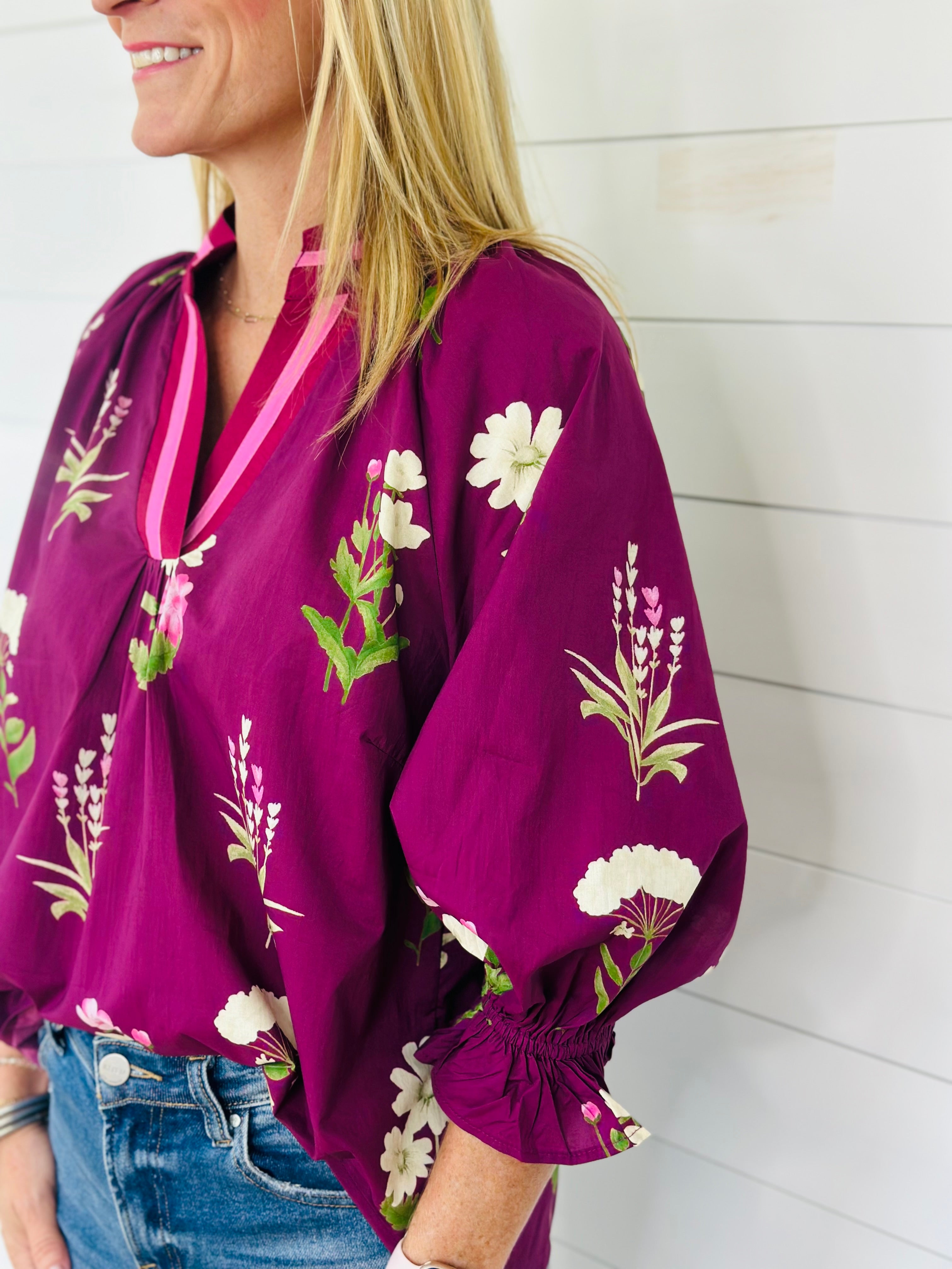 AUTUMN BLOOMS TOP-PLUM MIX