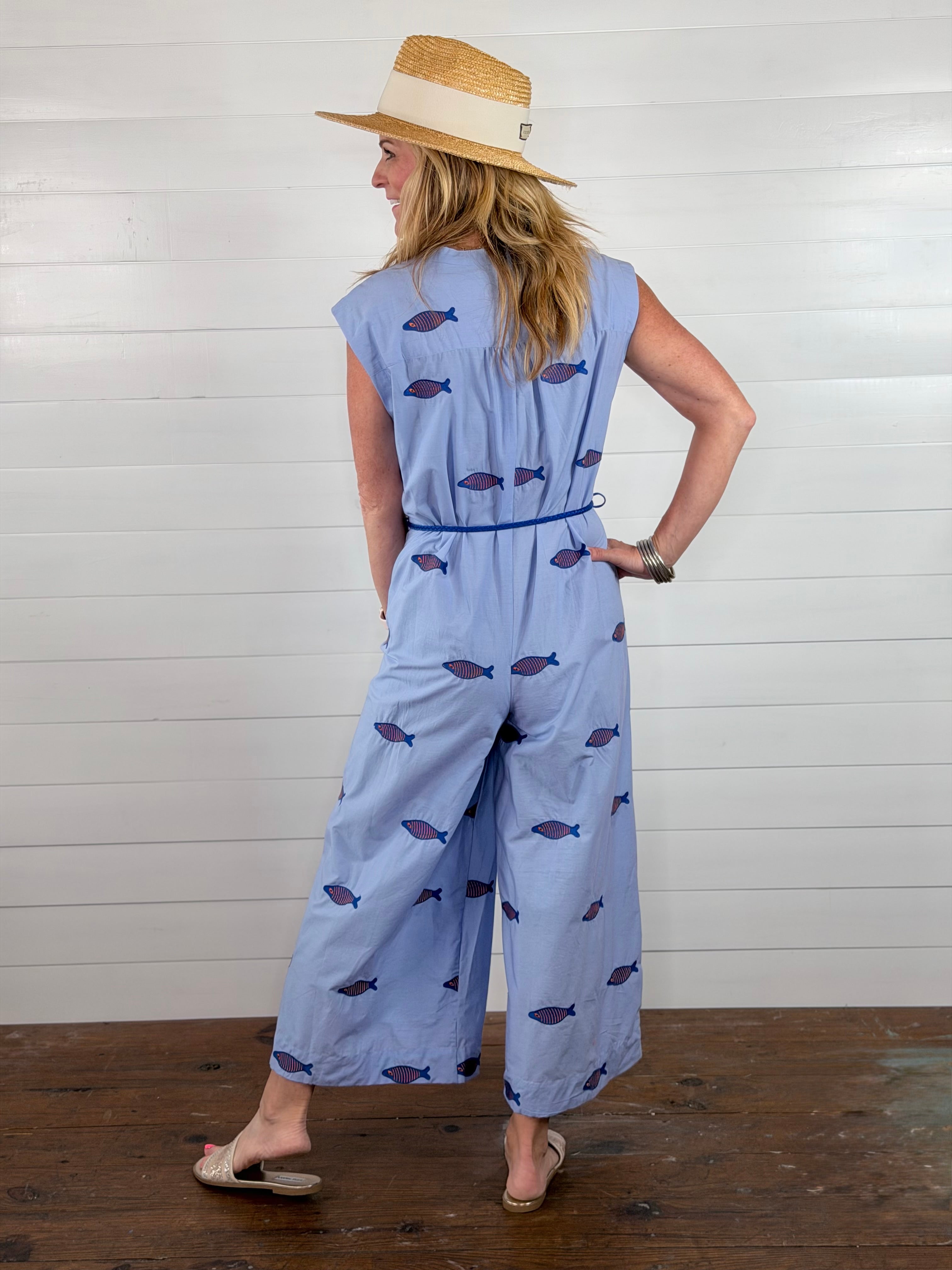 EMBROIDERED FISH JUMPSUIT