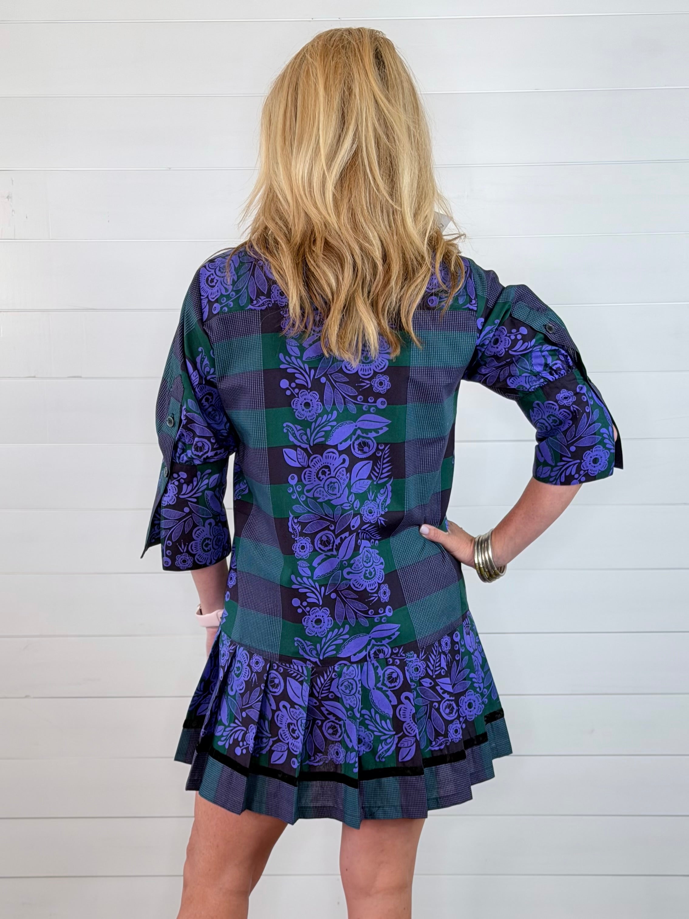 PLEATED DROP WAIST DRESS