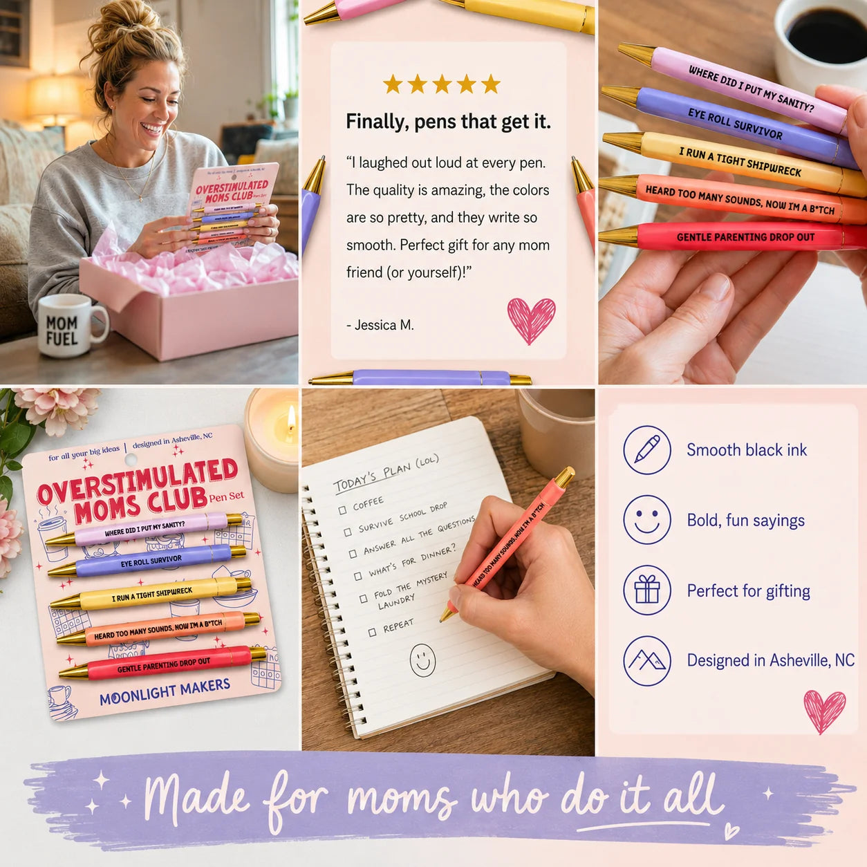 OVERSTIMULATED MOMS CLUB PEN SET