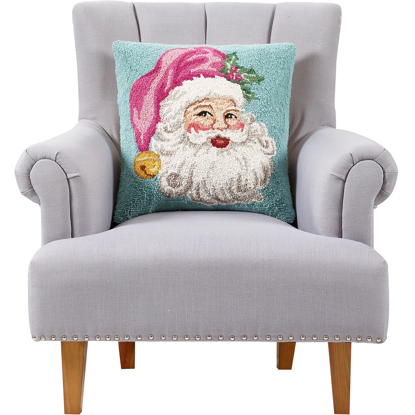 RETRO PINK SANTA HOOK PILLOW