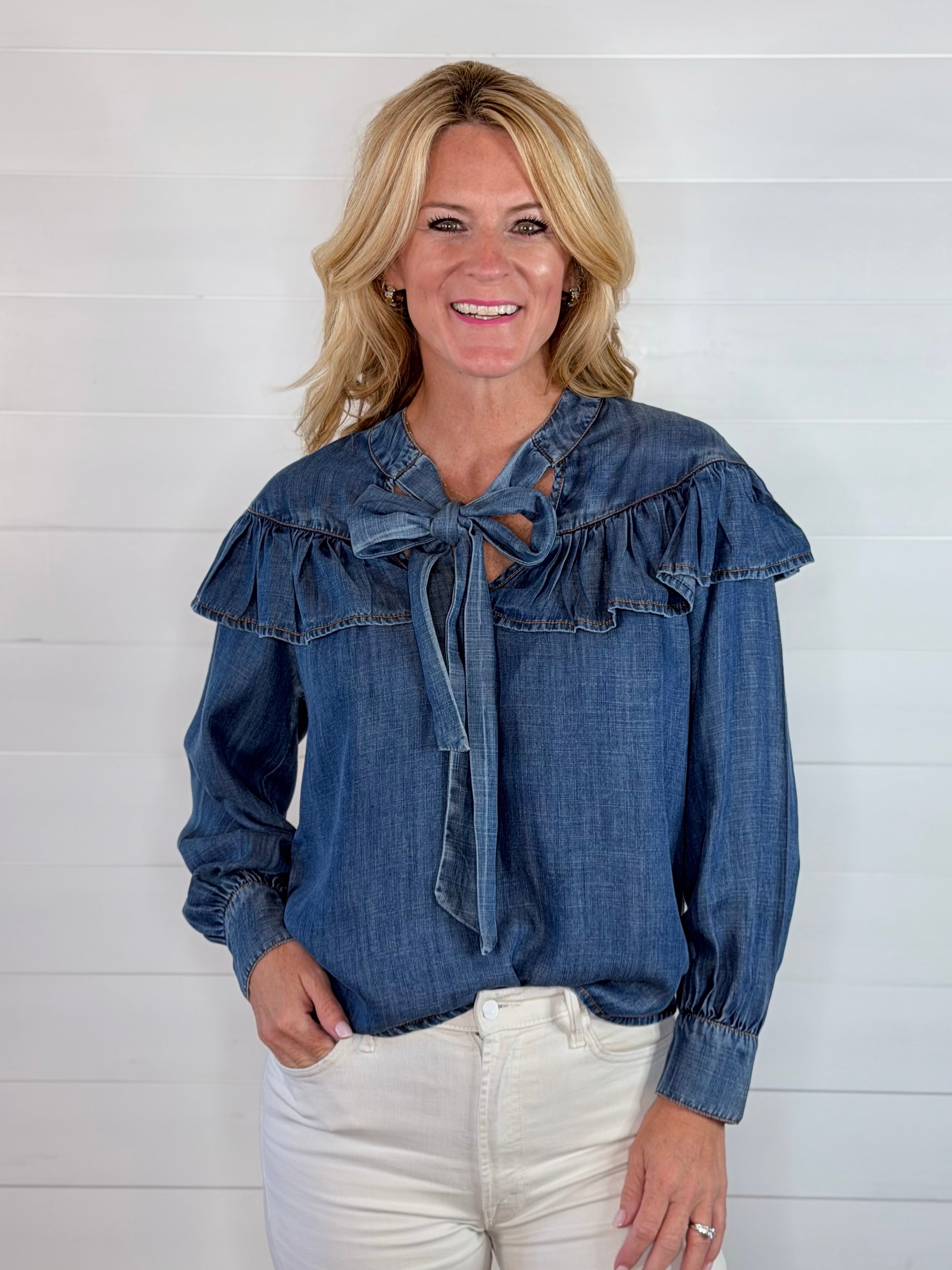 DENIM BOW TOP