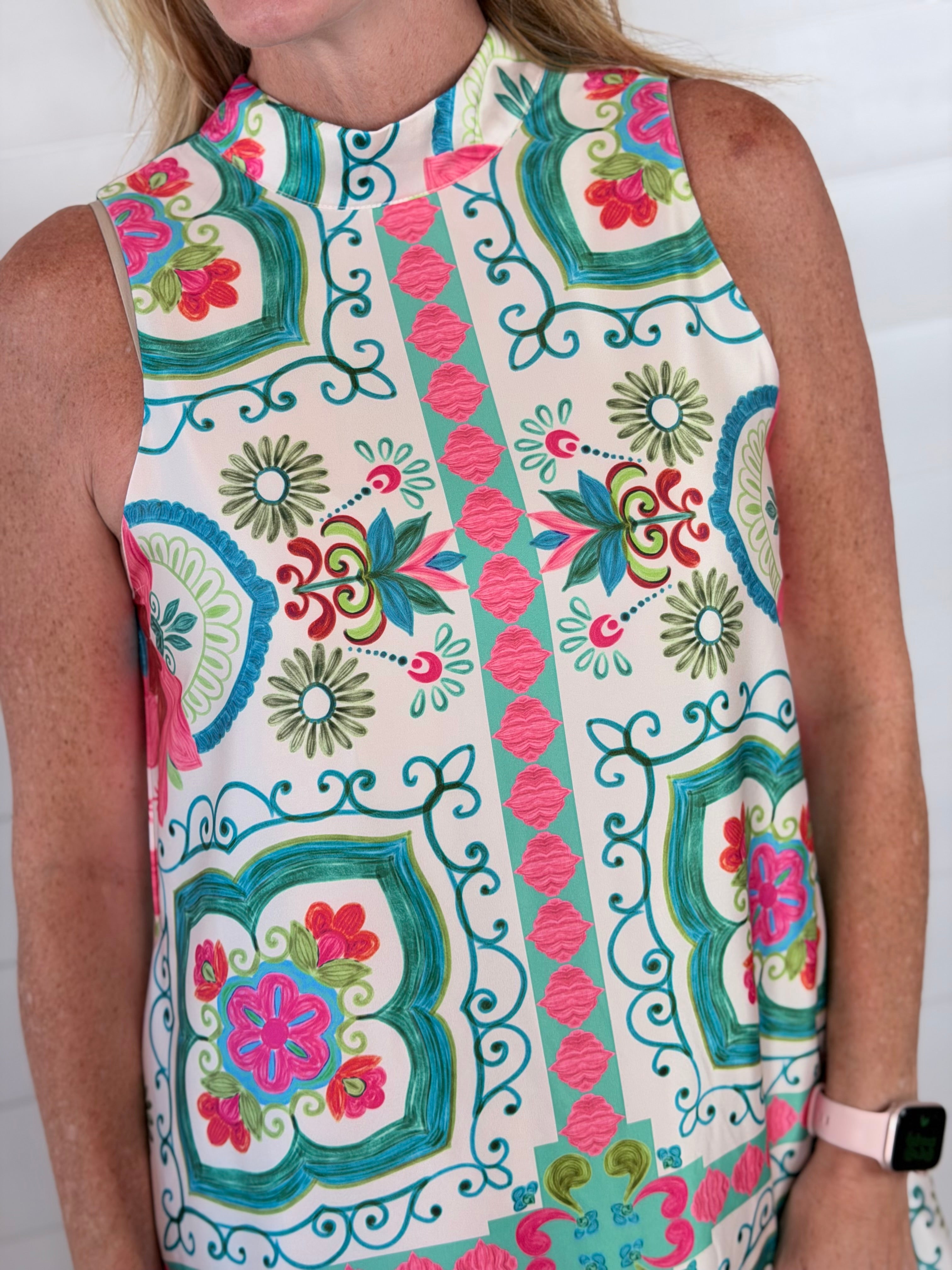 WATERCOLOR MEDALLION DRESS