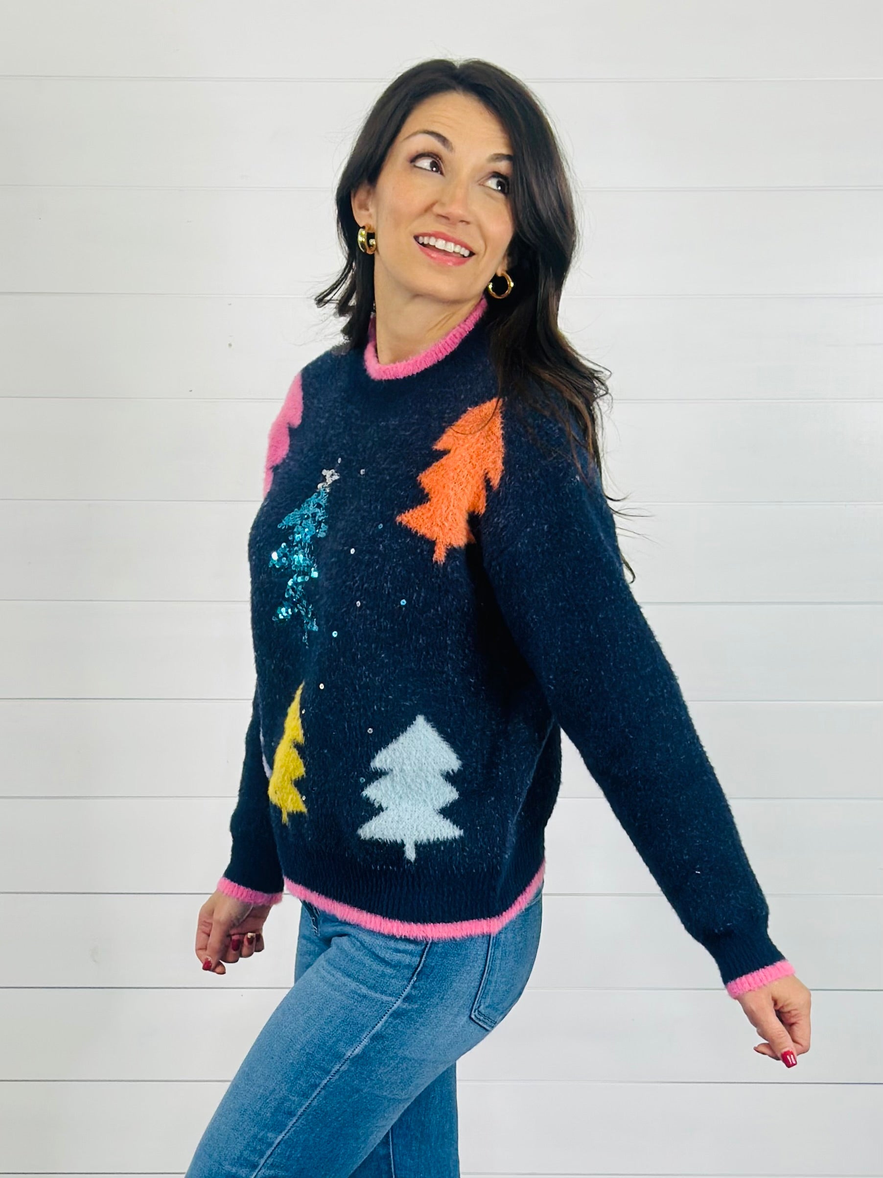 SPARKLING SPRUCE SWEATER-NAVY