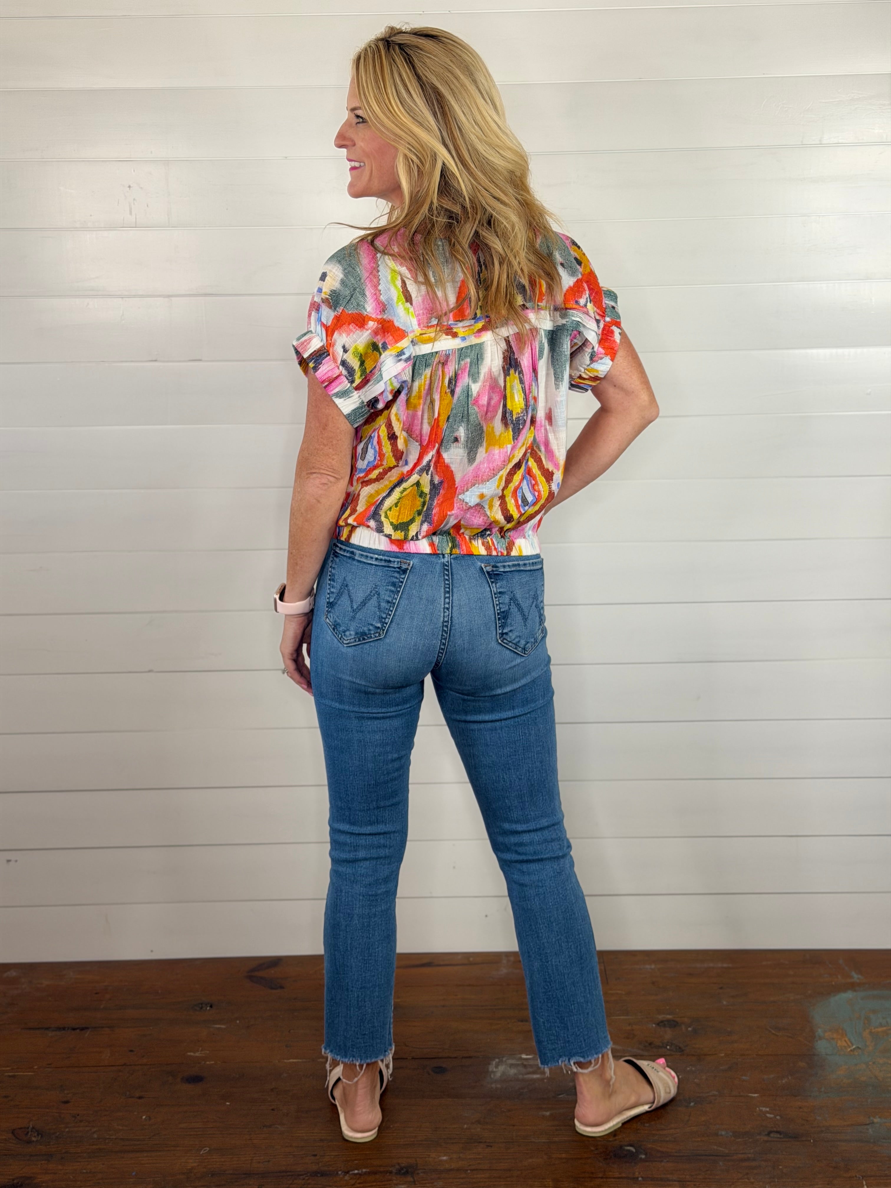 ELASTIC WAIST POPOVER TOP