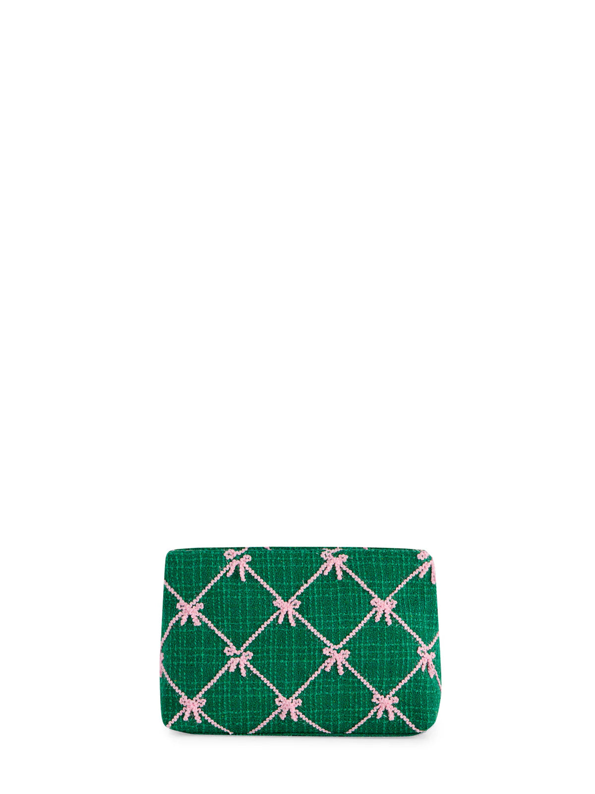 TINSEL BOW ZIP POUCH-GREEN