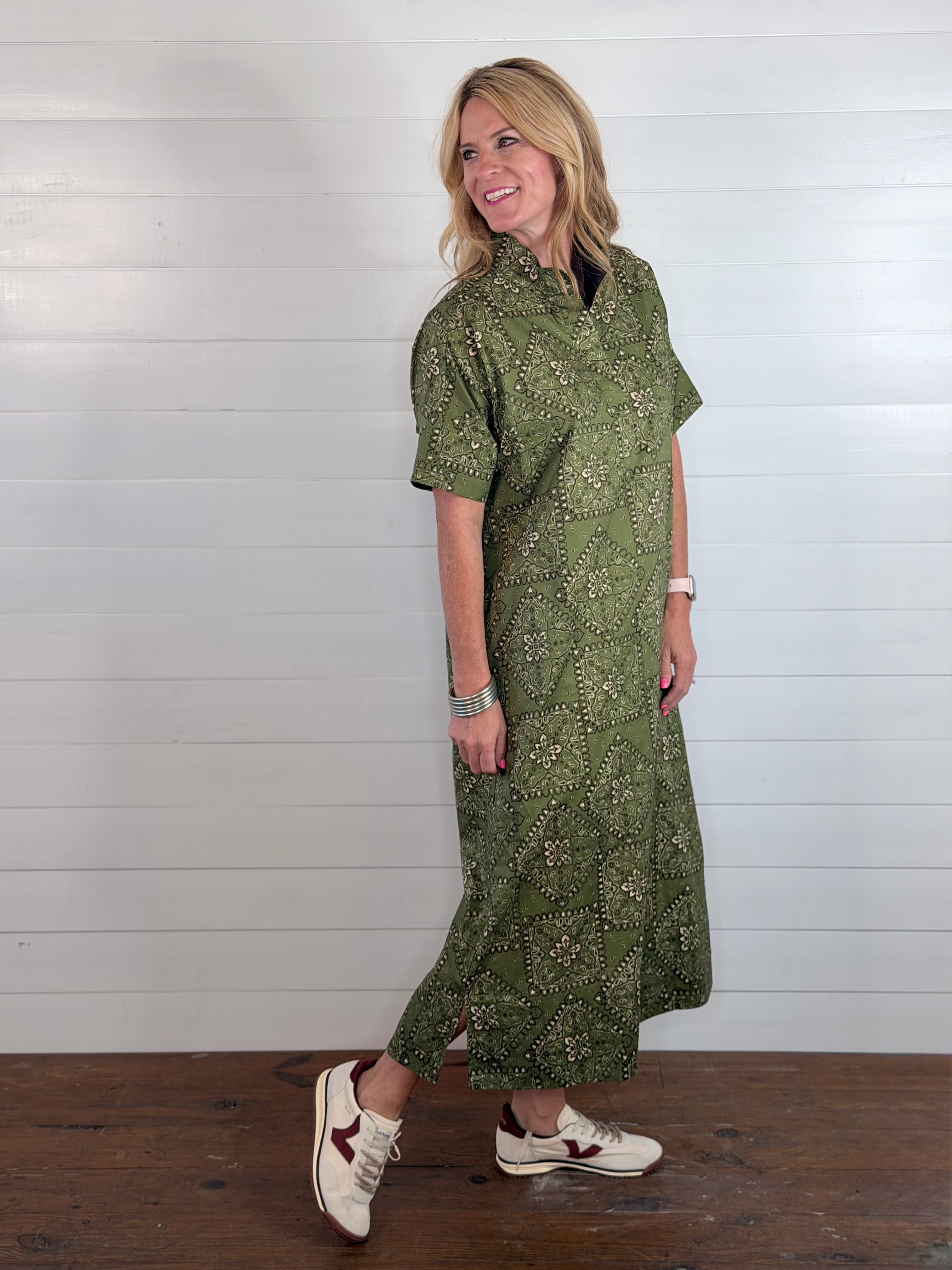OLIVE BANDANA DRESS