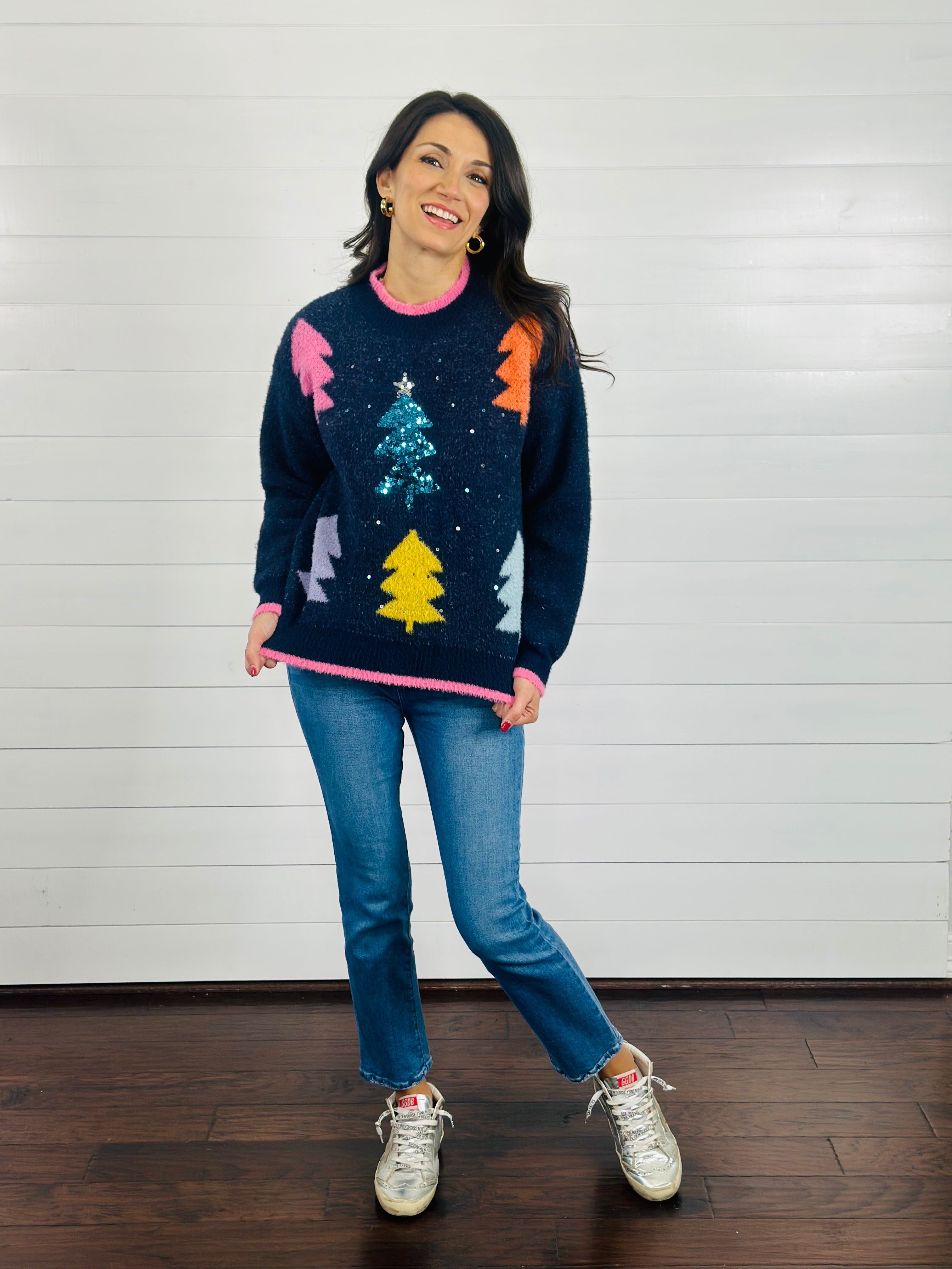 SPARKLING SPRUCE SWEATER-NAVY