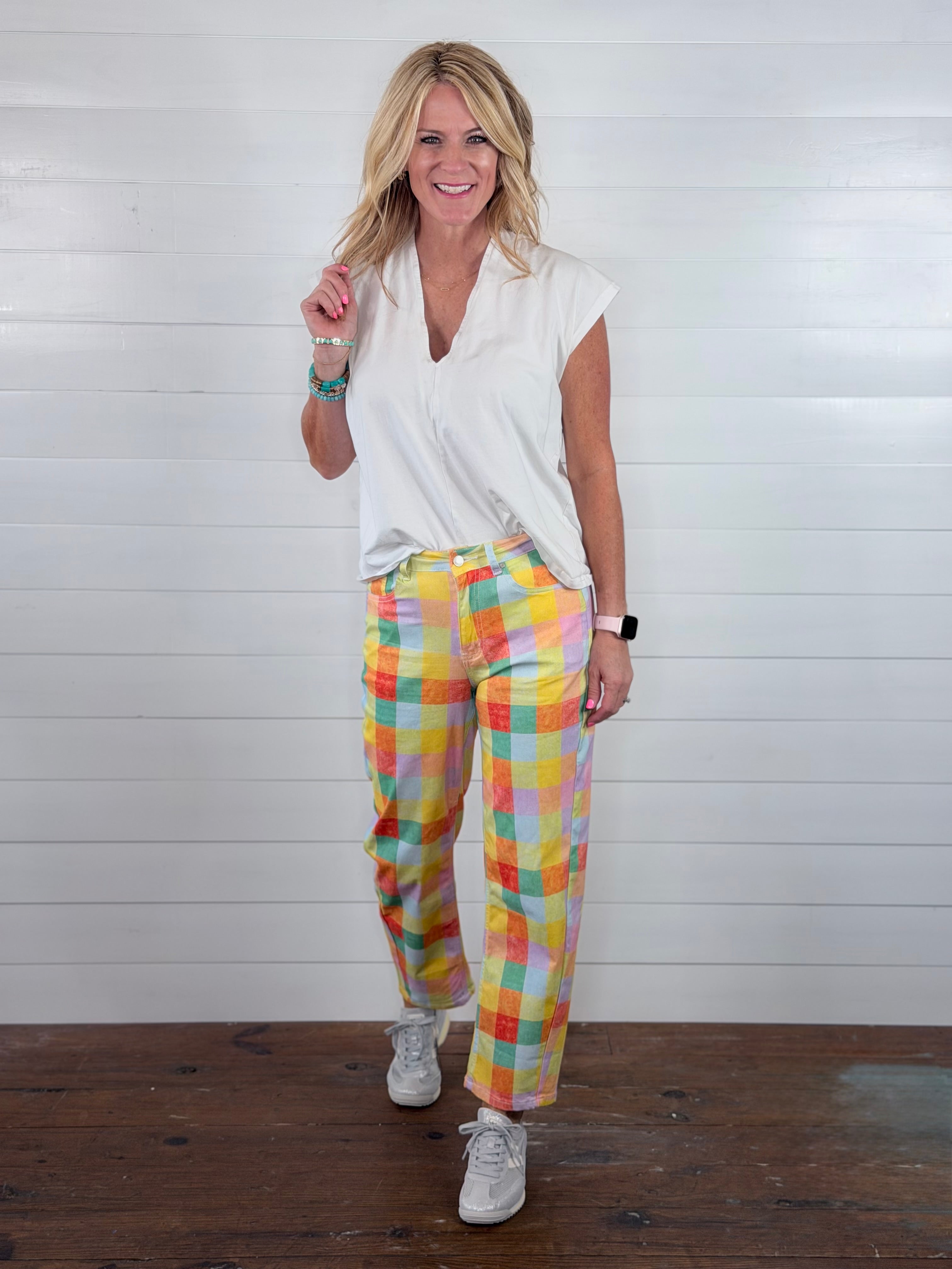 MADRAS PLAID BARREL PANTS