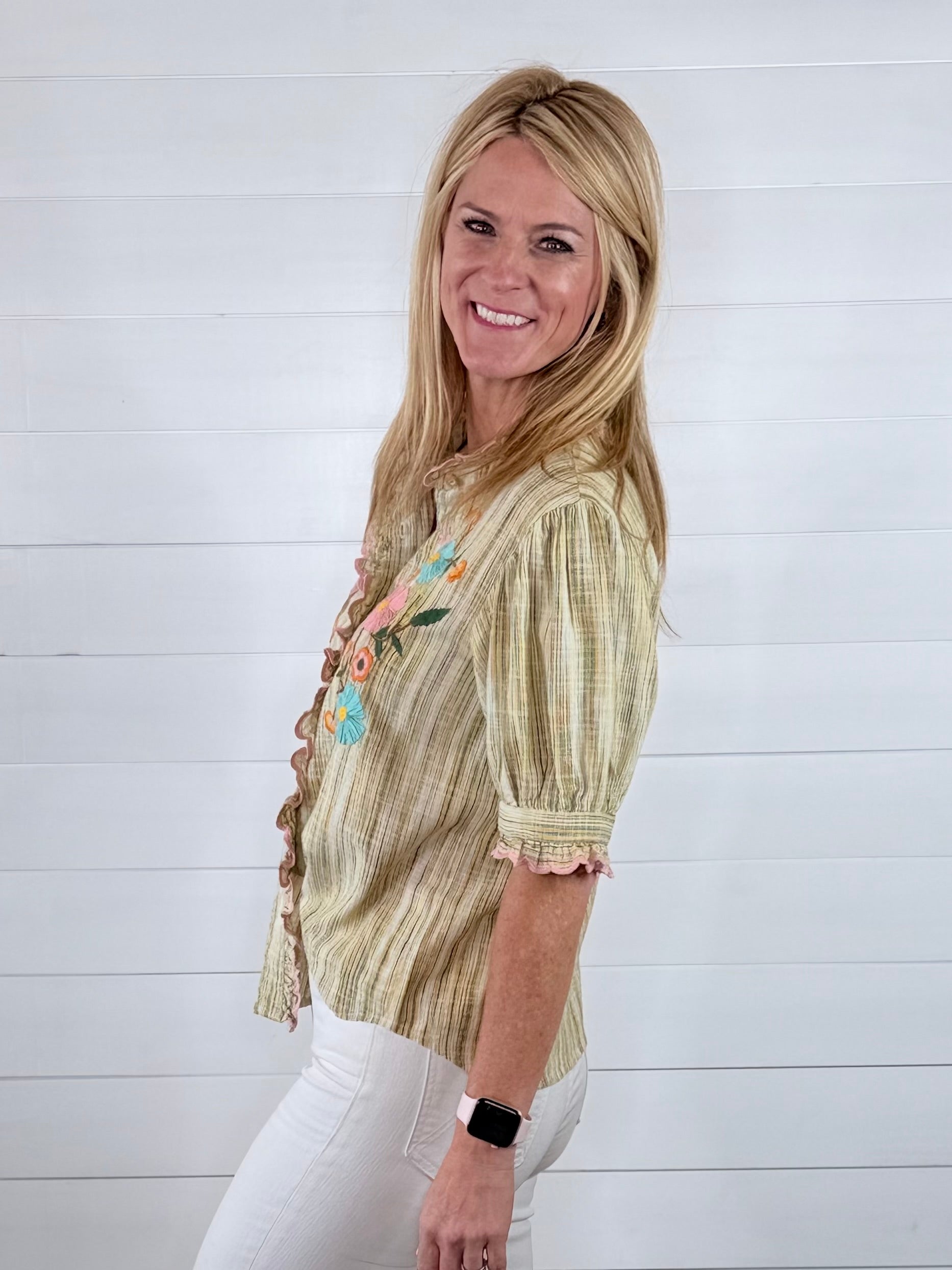RIBBON EMBROIDERED BLOUSE
