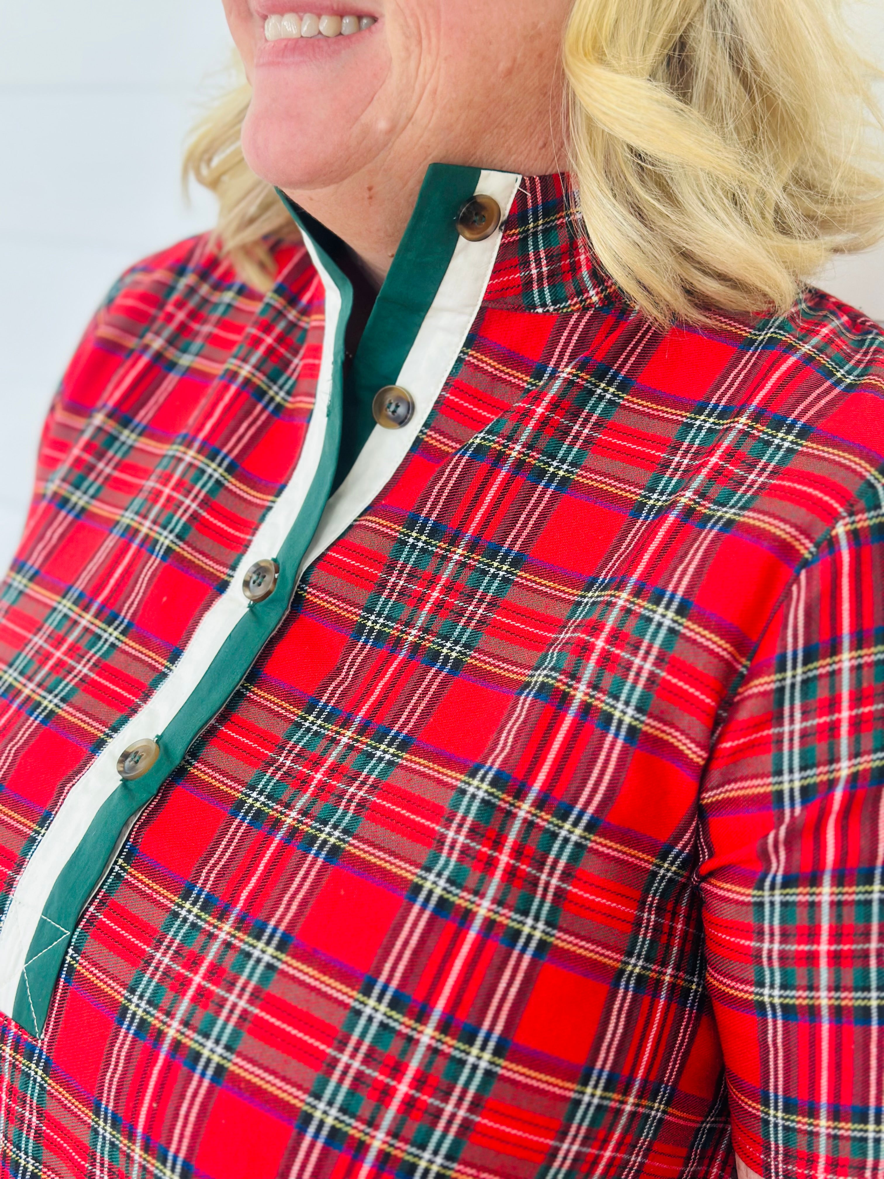 PERFECTLY PLAID DRESS-RED-PLUS
