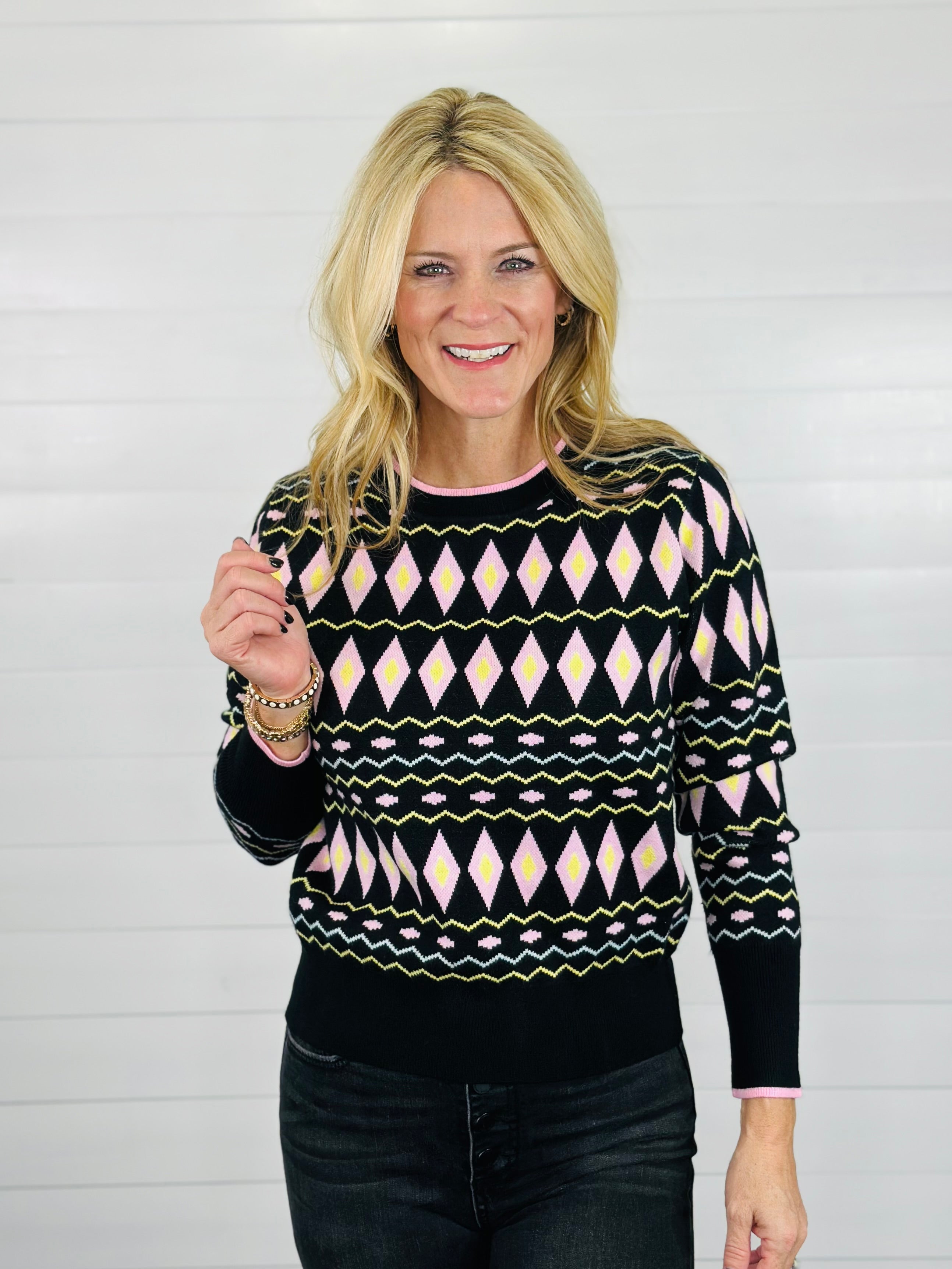 PINK GEO MIX SWEATER