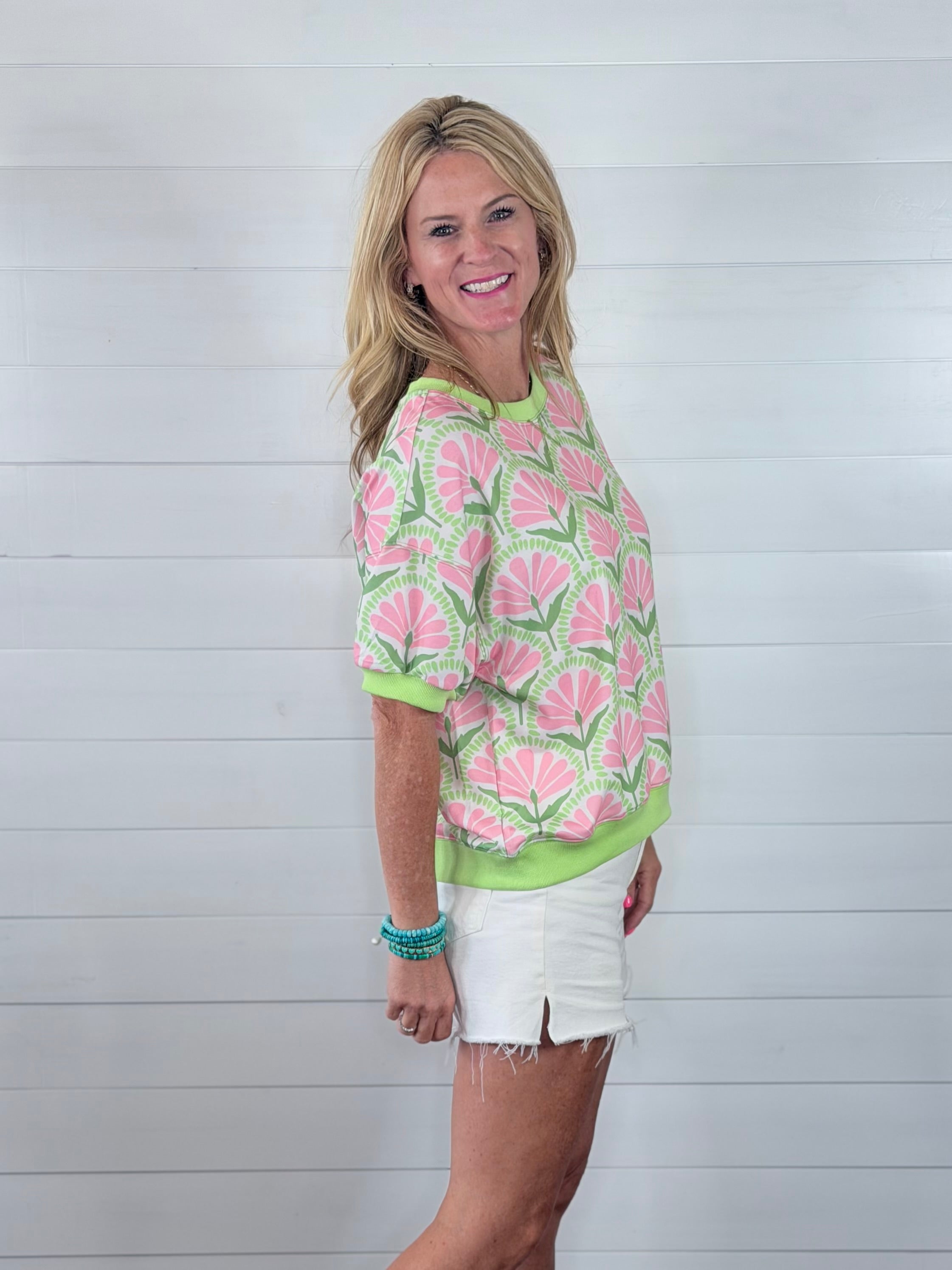 SUMMER PASTELS TOP-GREEN